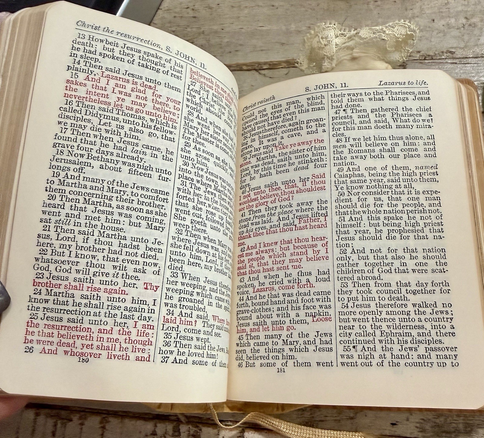 Vintage Carved Mother of Pearl Holy Bible Jerusalem Abalone 1950 Red Letter