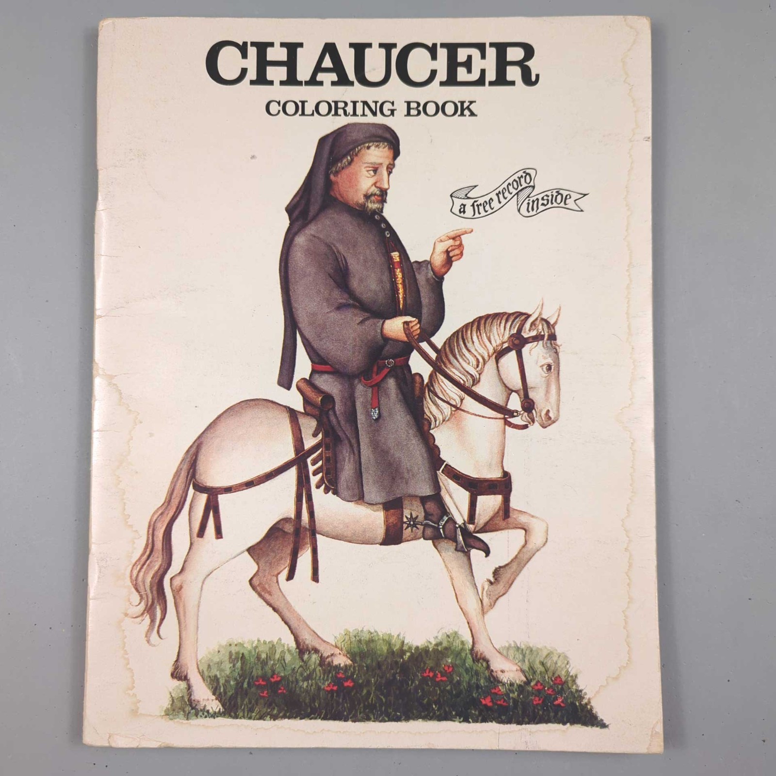 1979 Chaucer Coloring Book with Record 48 Pages Unused Bellerophon Books