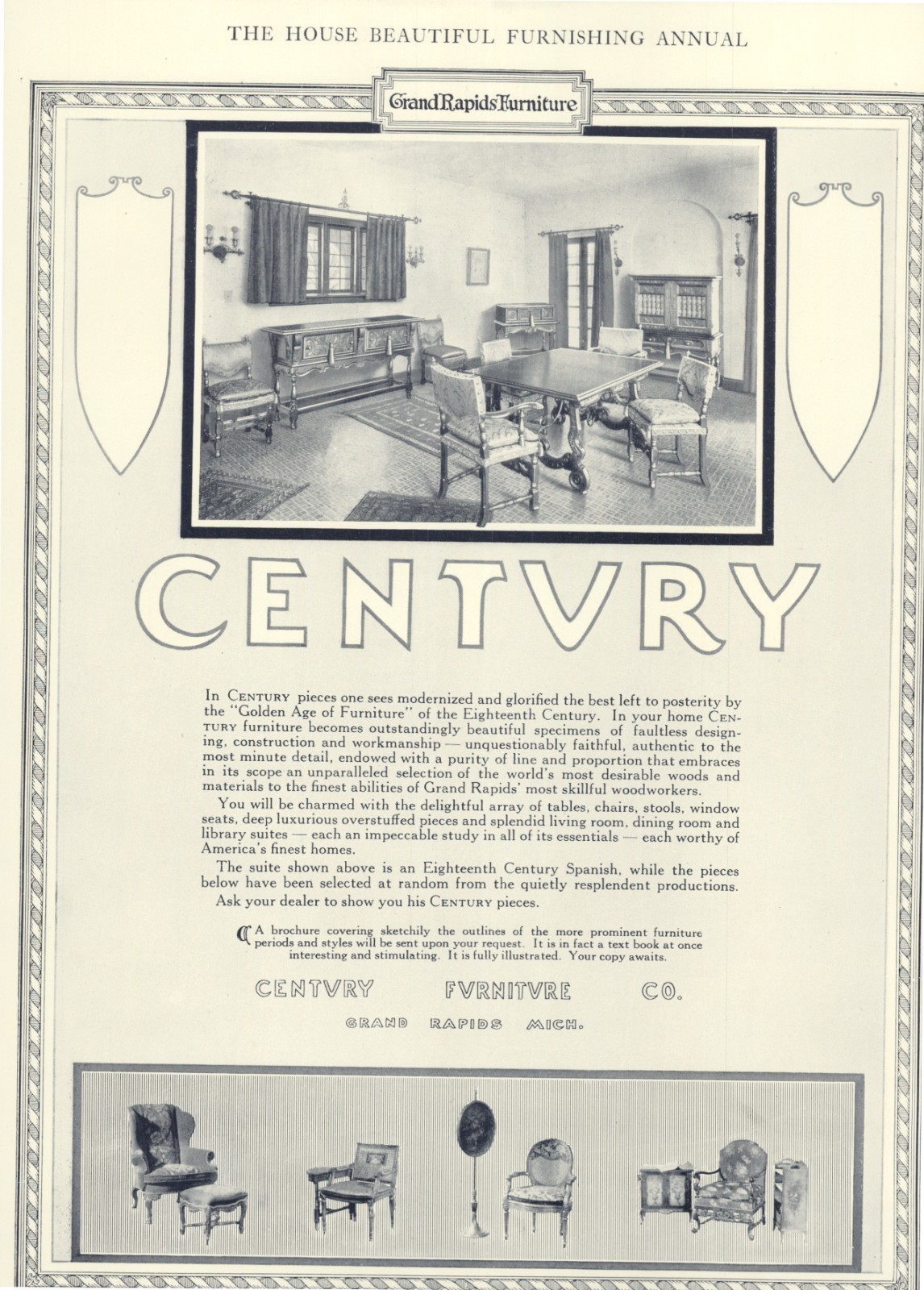 1926 Ad * Century Furniture Company * Grand Rapids MI