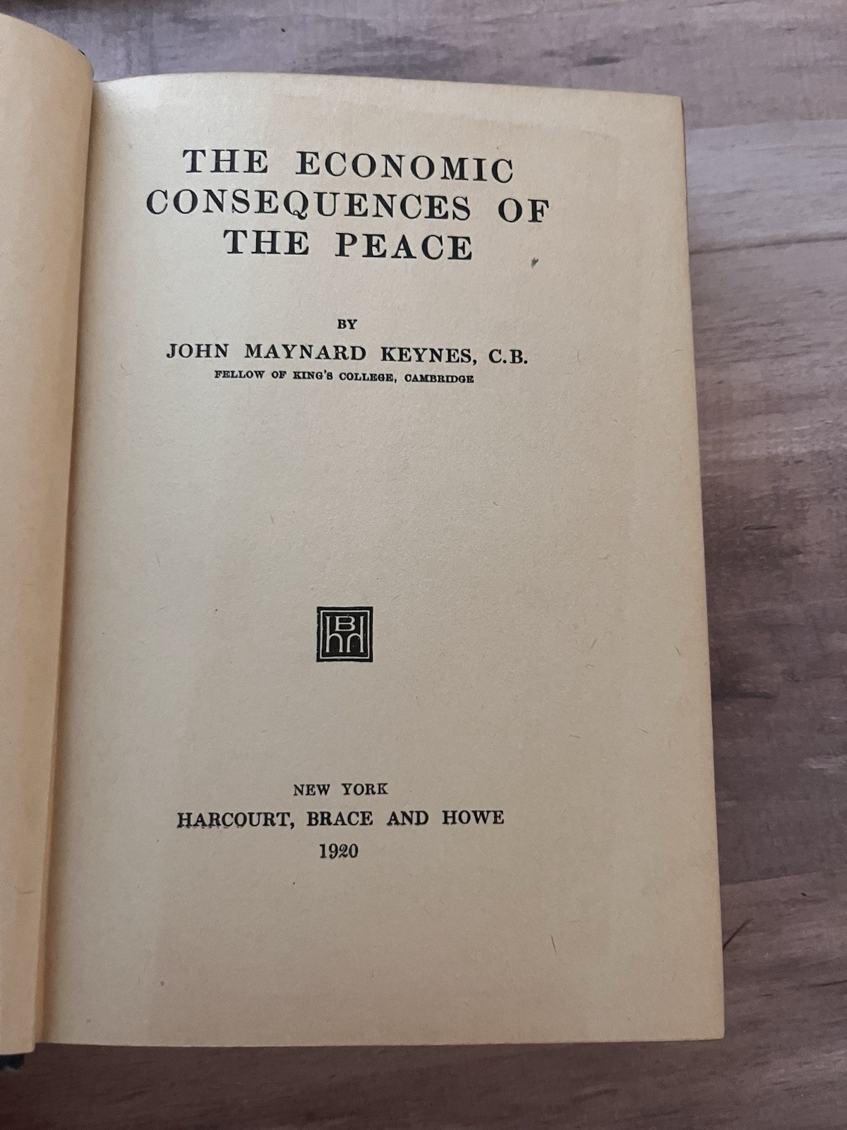 The Economic Consequences of the Peace, John Maynard Keynes, 1st Edition 1920