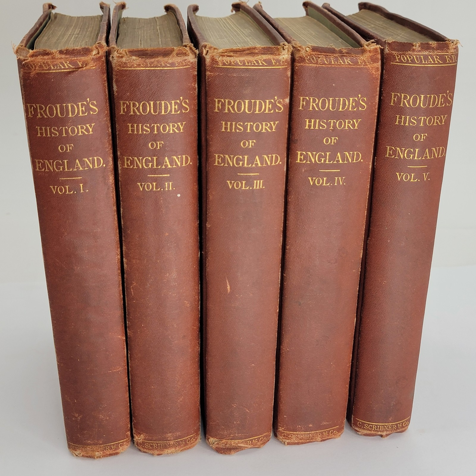 1870 History of England James Anthony Froude Vol 1-5 hardcover books scribner