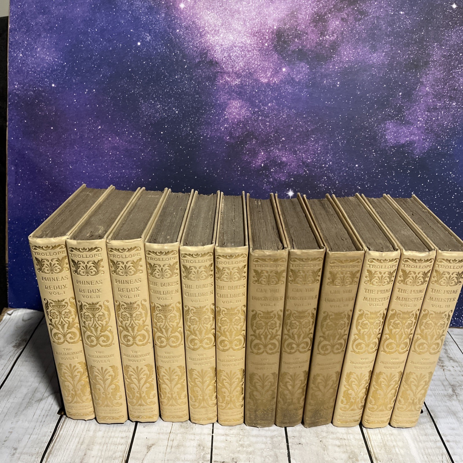Antique 1893 – Lot Of 12- THE PARLIAMENTARY NOVELS BY Anthony Trollope – Decor