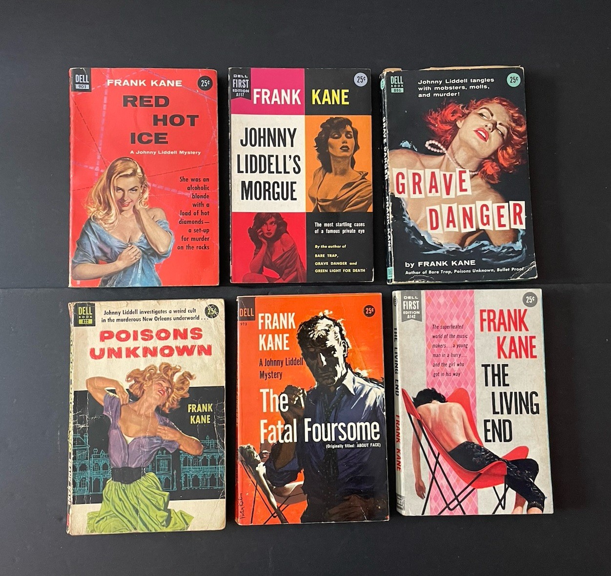 Vintage Dell Johnny Liddell Paperback Mystery LOT Pulp Murder Action Sexy
