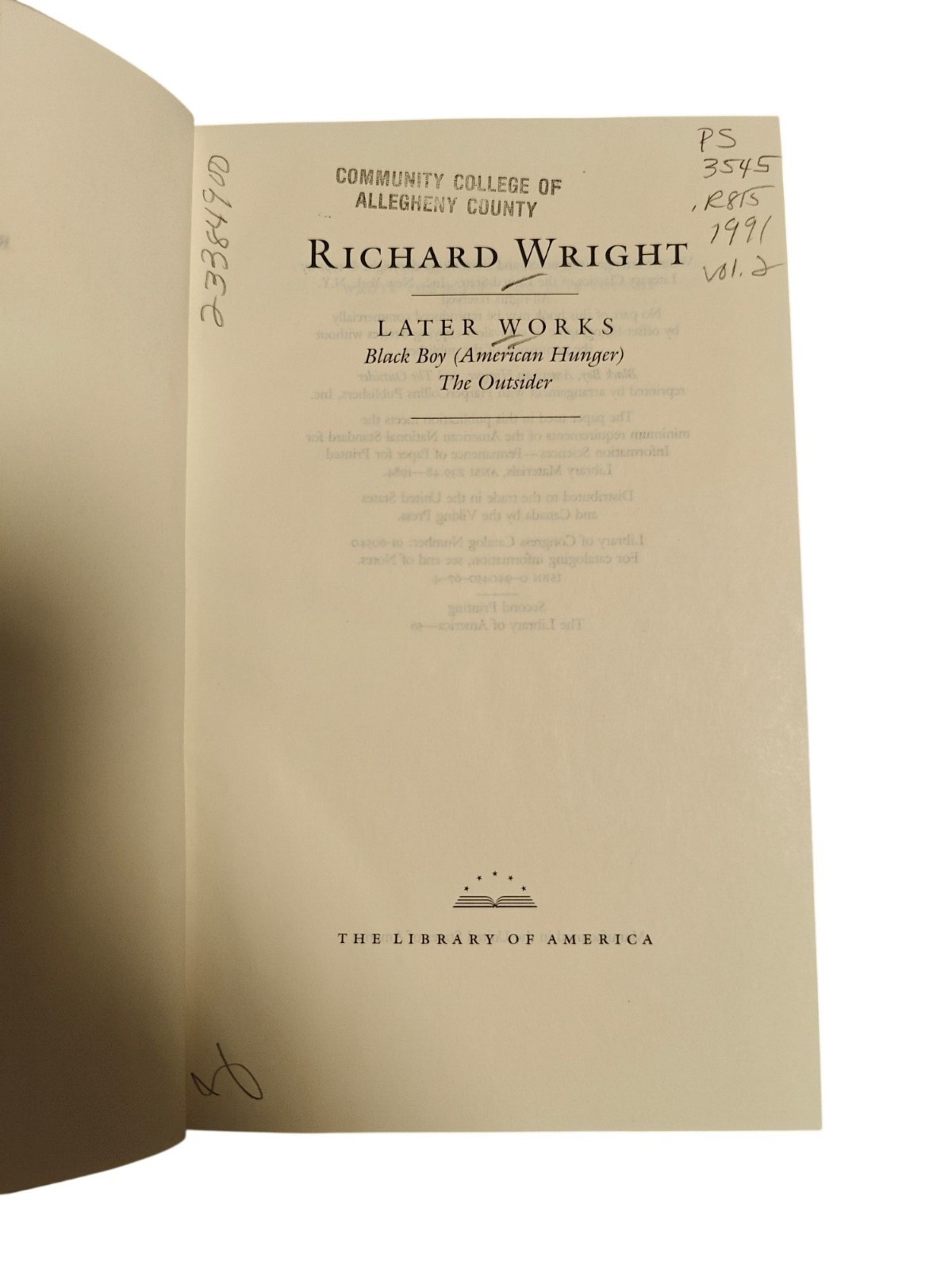 Richard Wright: Early & Later Works Library Of America Hardcover 2-Volume Set