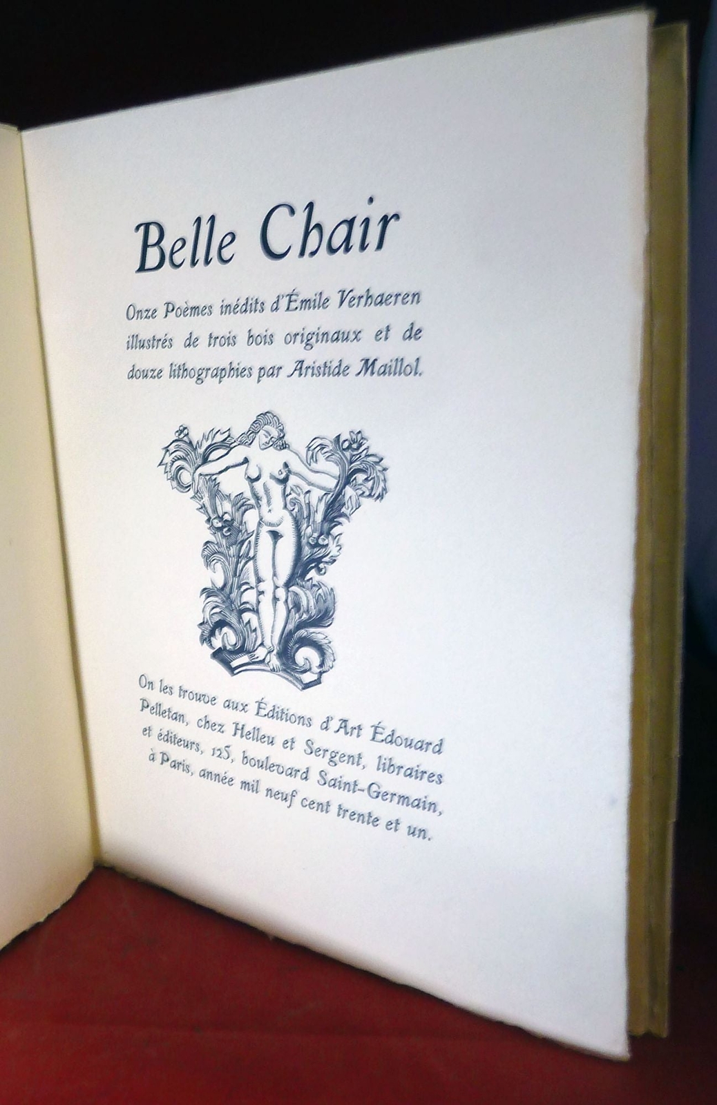 Belle Chair Onze Poems inedits d’Emile Verhaeren illustres par Aristide 1st 1931