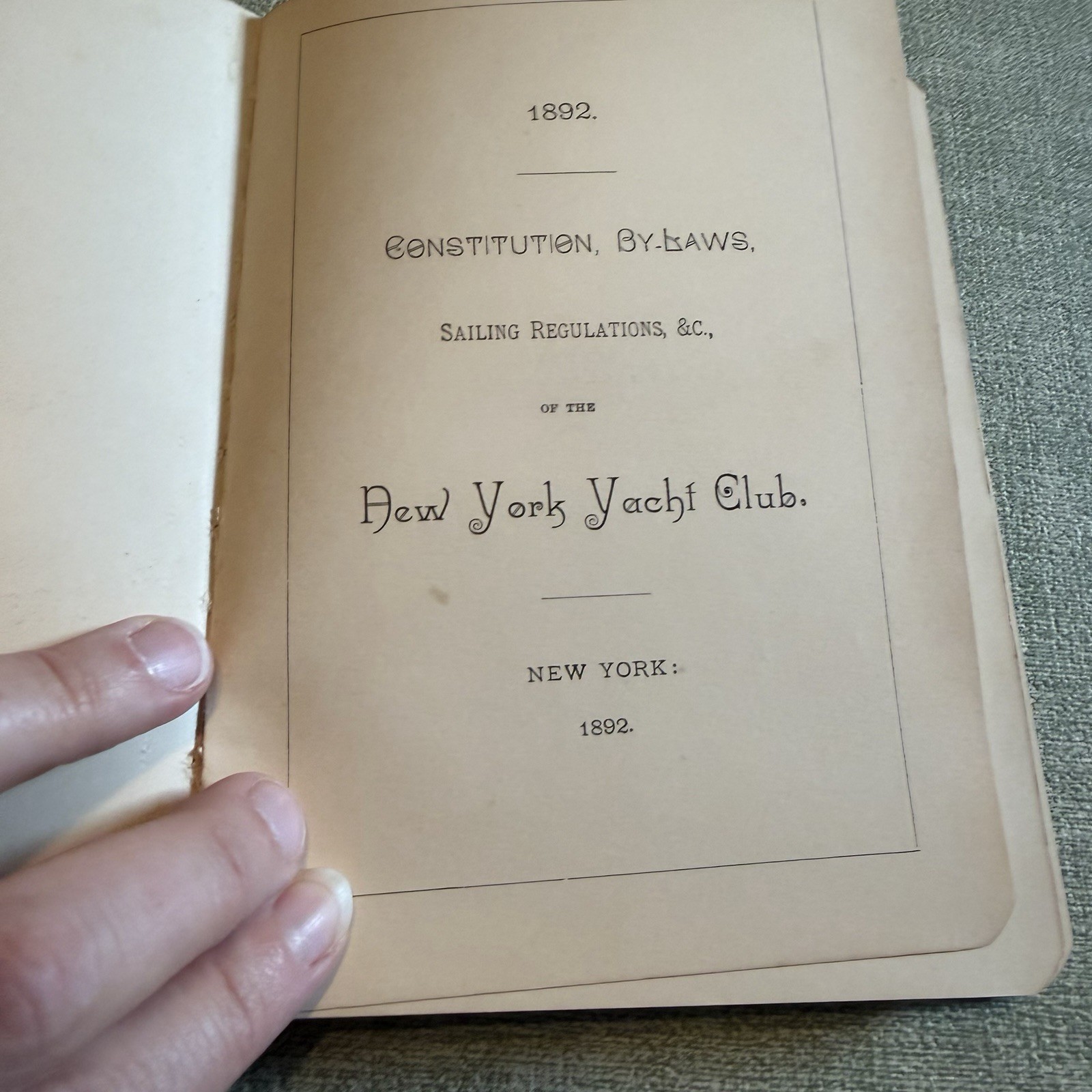 Antique 1892 New York Yacht Club Book Flag Lithographs Maritime Guilded Age