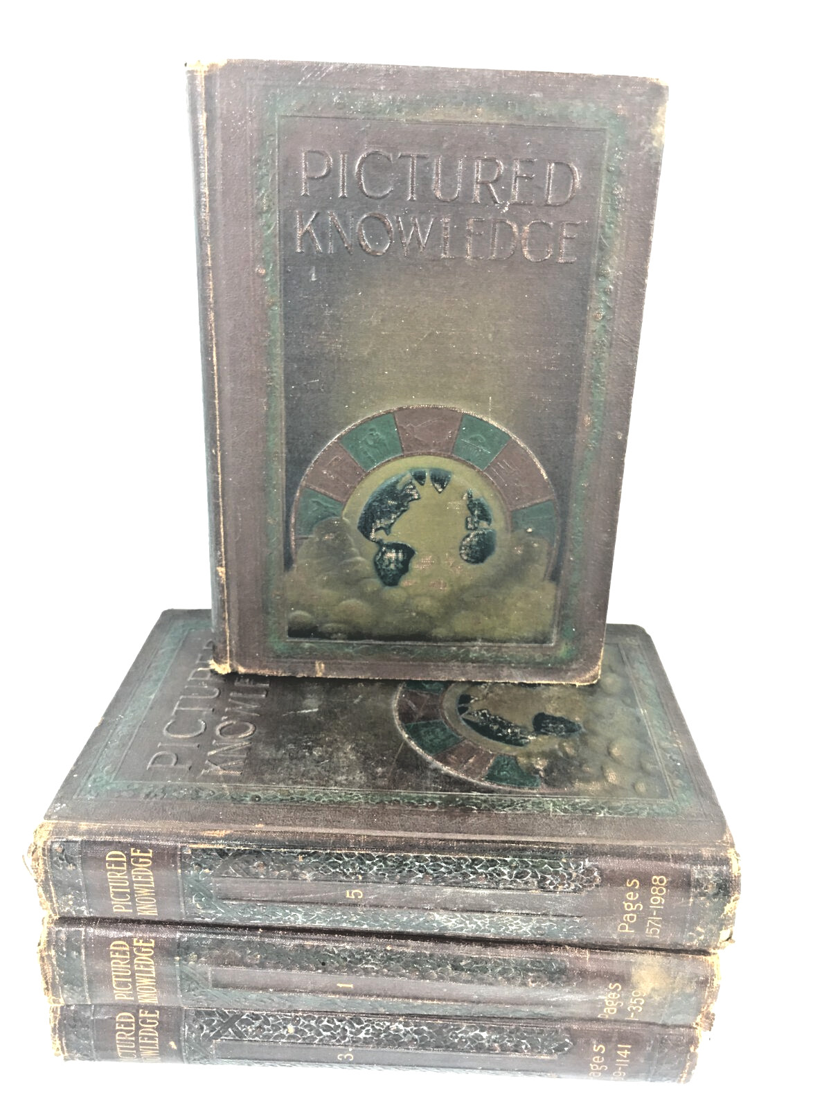 Pictured Knowledge 1926 Antiquarian Book Lot Vintage Illustrated History Hughes