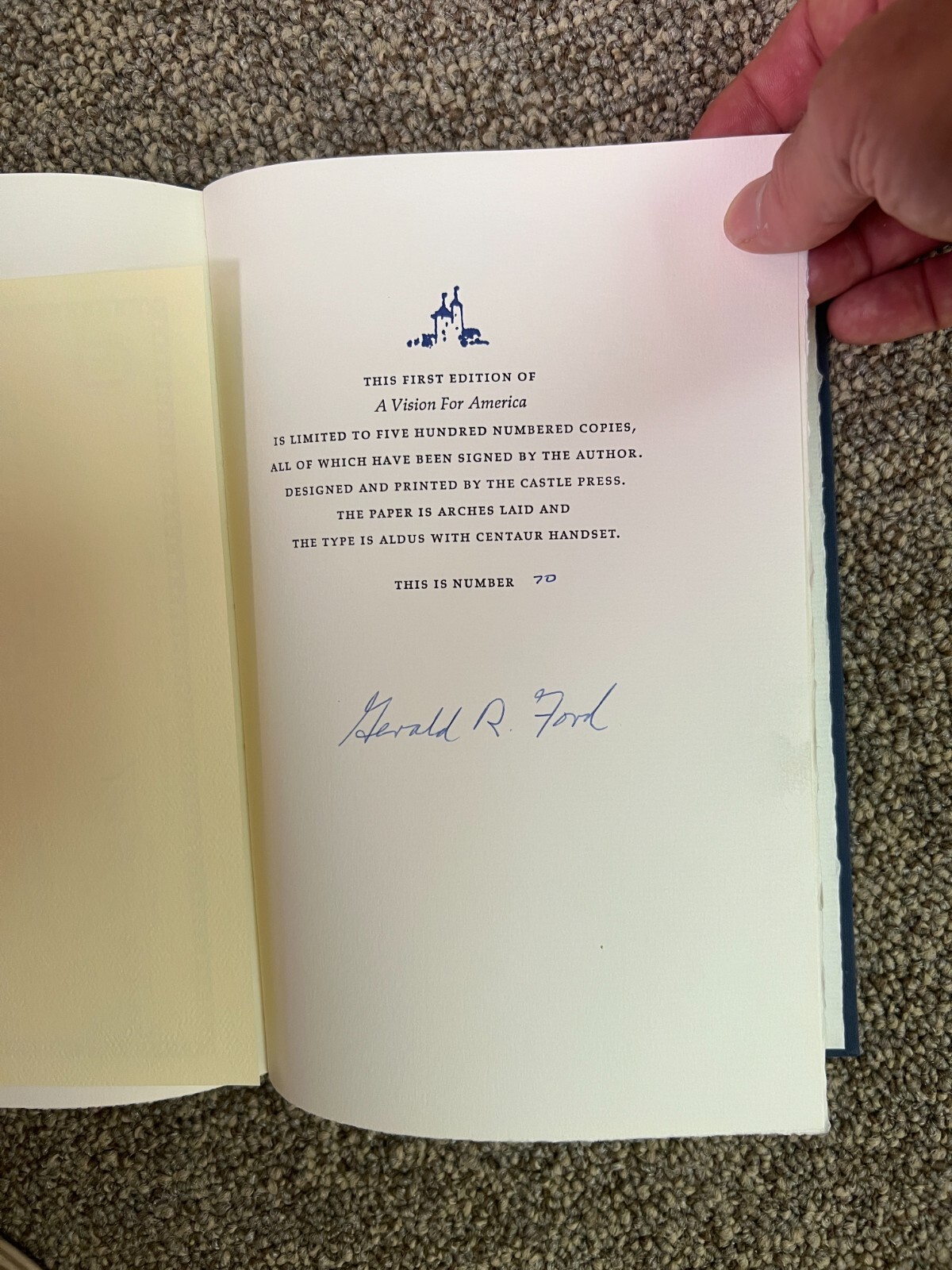 Gerald Ford Signed „A Vision for America“ Book- Lord John Press – 1980