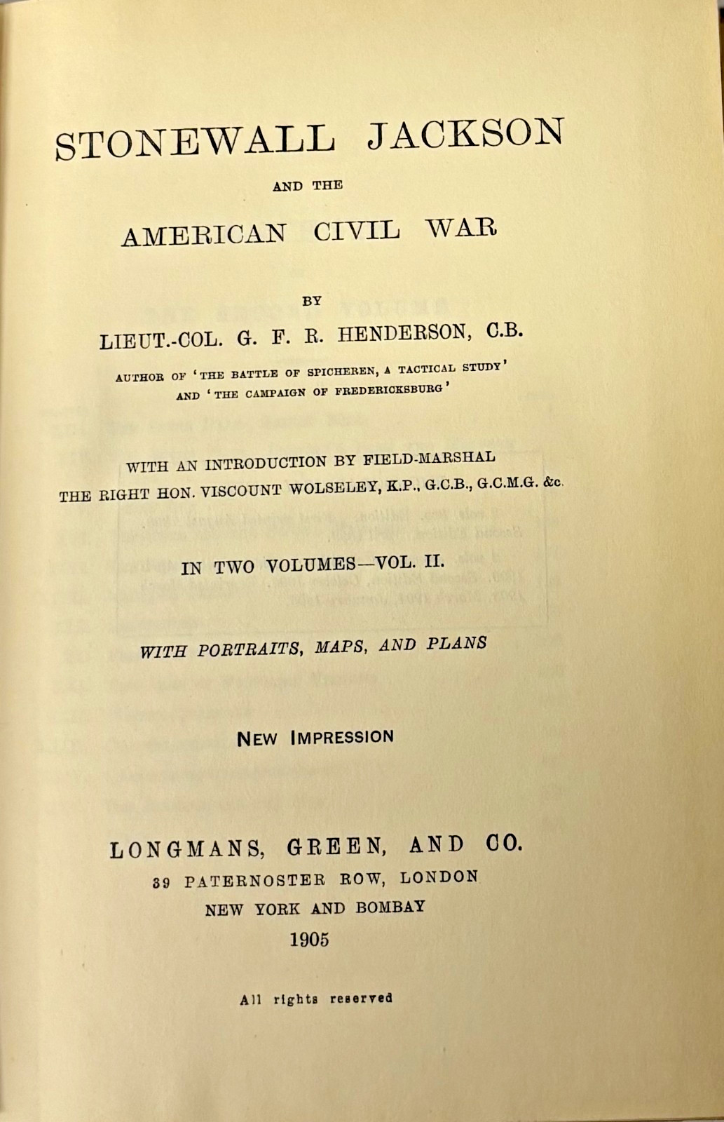 1905 STONEWALL JACKSON and the American Civil War, Portraits Maps, 2-vol. set