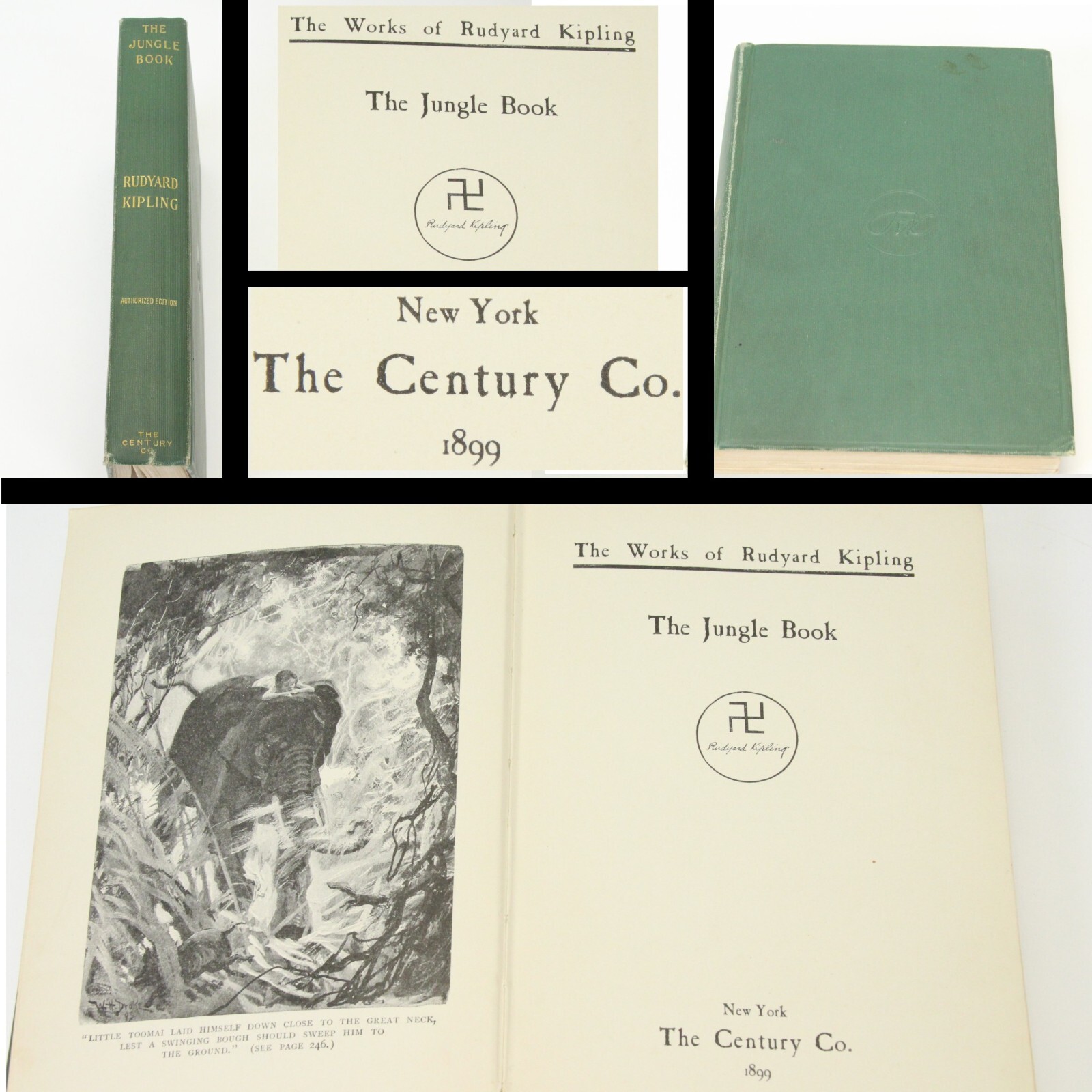 The Jungle Book RUDYARD KIPLING Early Reprint 1899 7 3/8″ x 5″ x 1″ Cloth HC