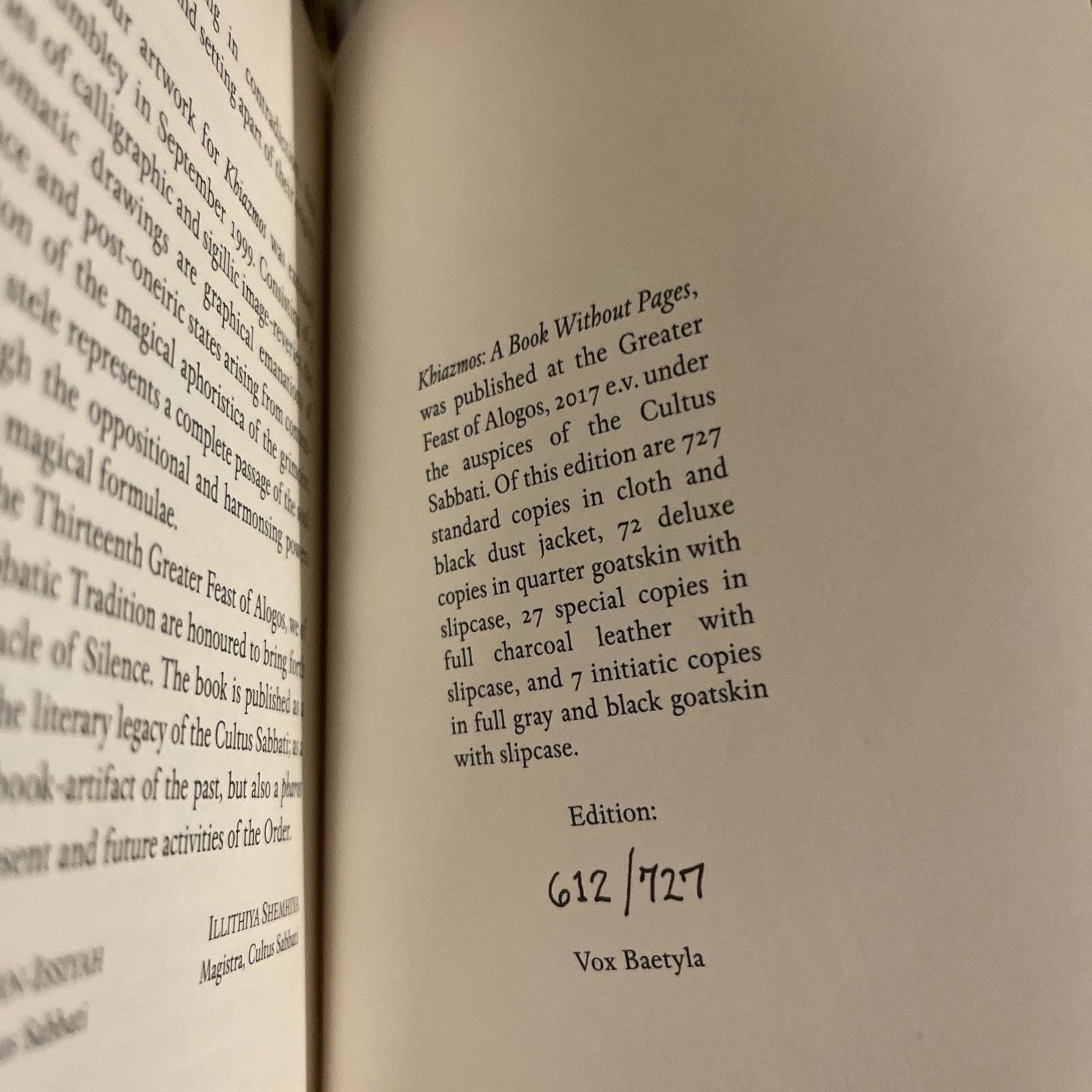 Andrew D Chumbley / Khiazmos A Book Without Pages 1st Edition 2017