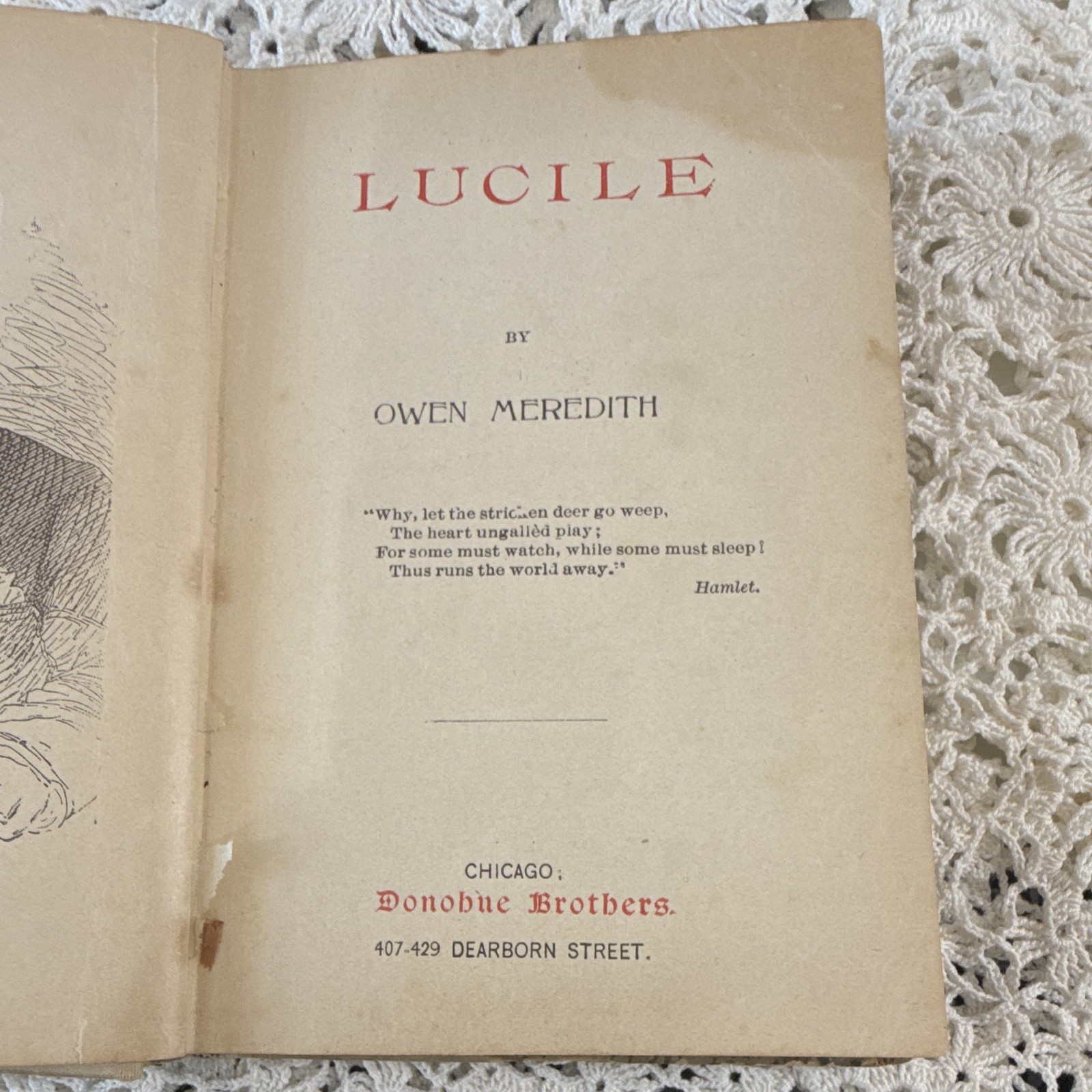 1900s Lucile by Owen Meredith – Hardcover, Illus., Donohue Brothers