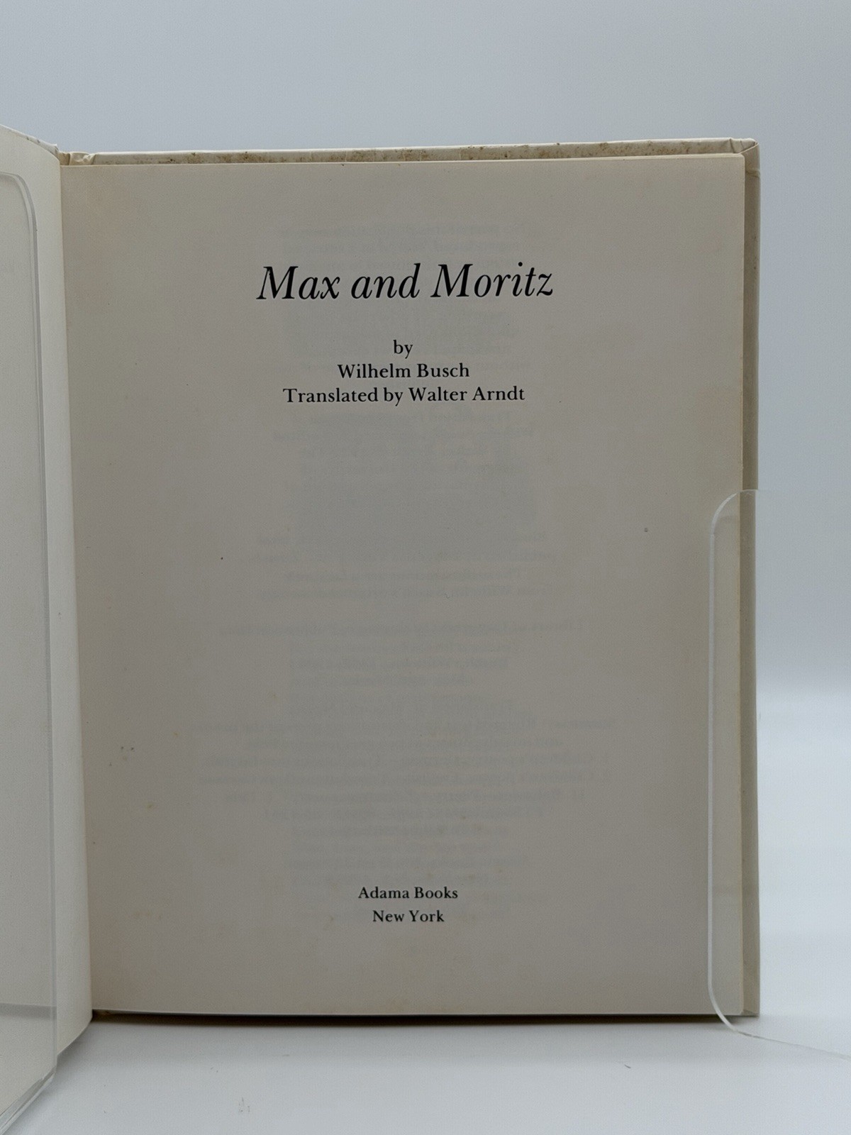 Mar and Moritz by Wilhelm Busch (English version) 1982 HC