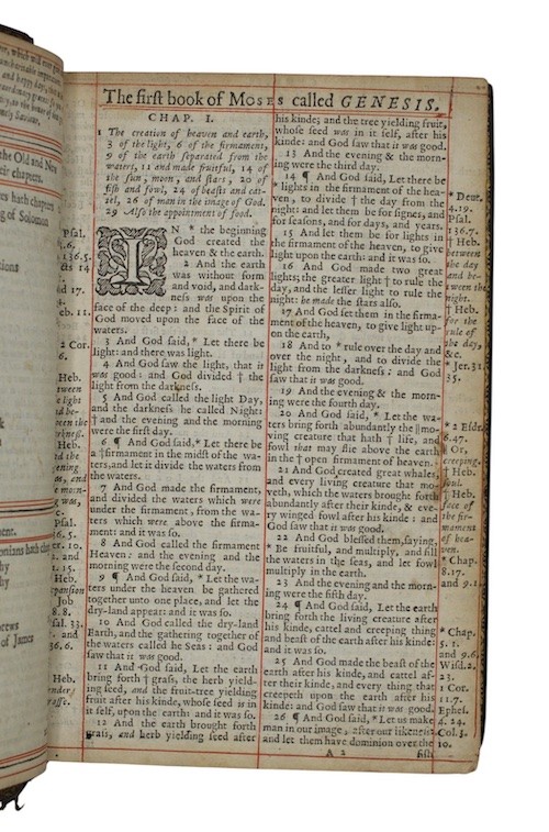 1657 KING JAMES BIBLE John Field POORLY PRINTED, THEN FINELY BOUND IN SALISBURY