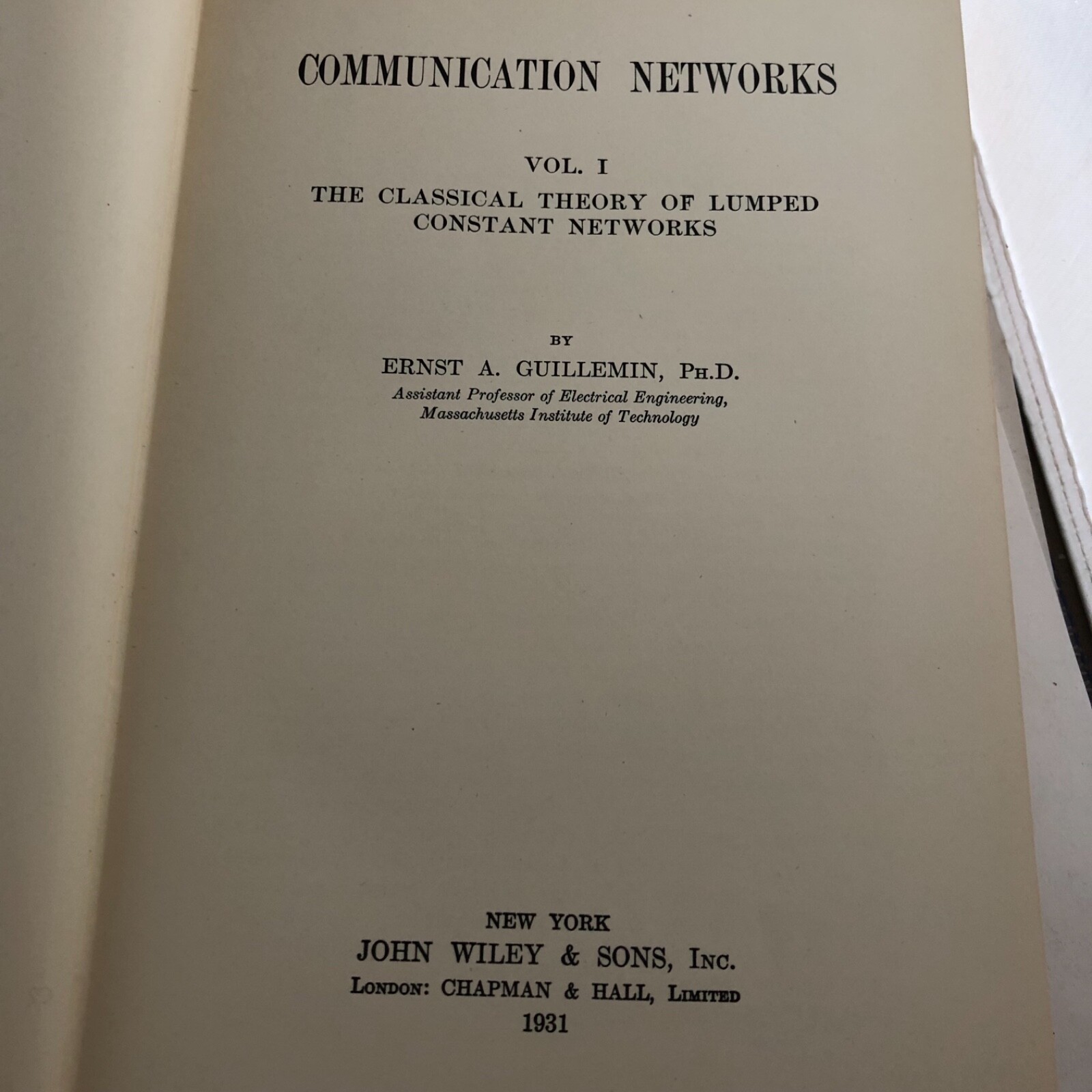 2 Rare Guillemin Communication Networks Vol 1931 First., Vol 2 1951 Wiley & Sons