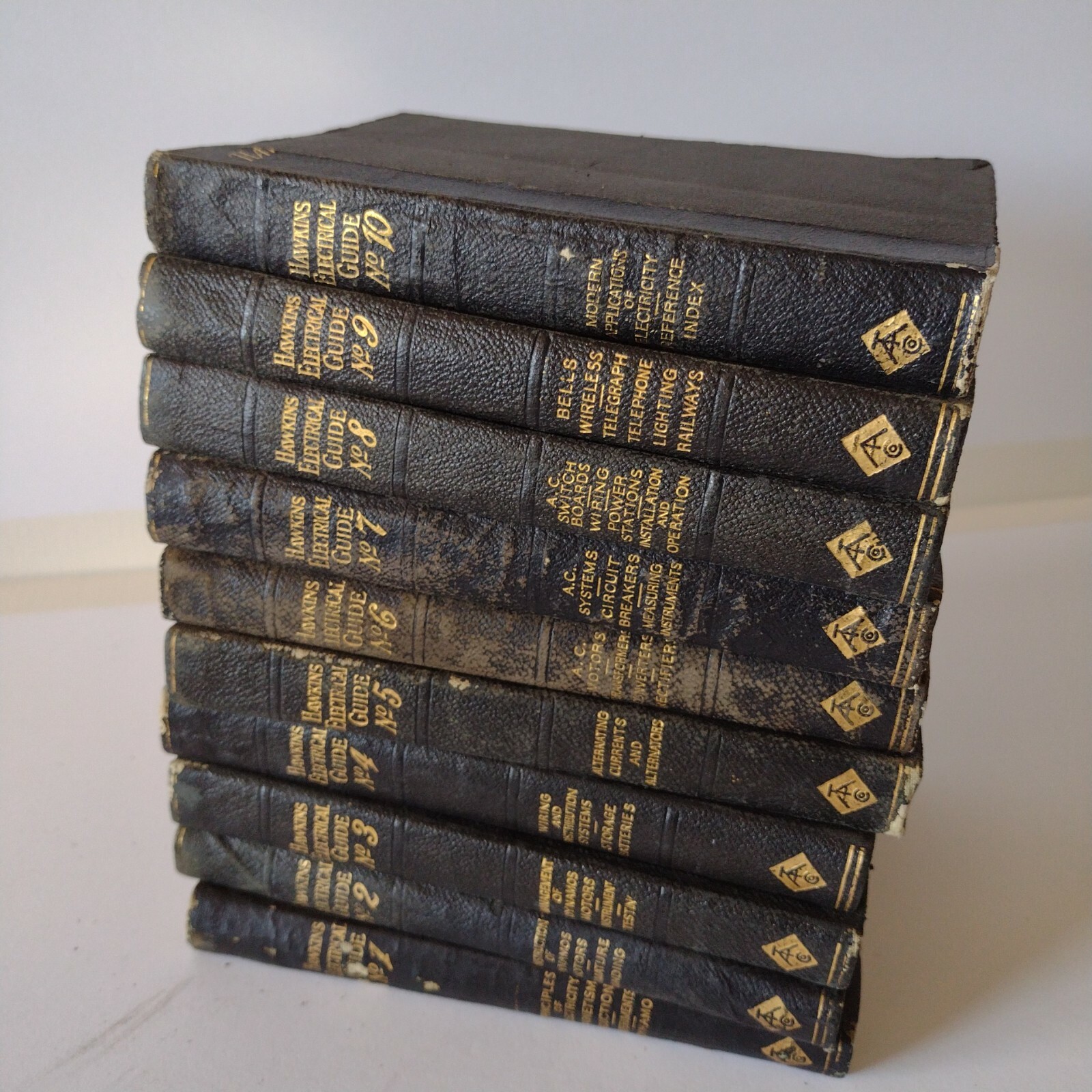 Hawkins Electrical Guide Dated 1914 Volume 1 thru 10 Delicate Condition Rare