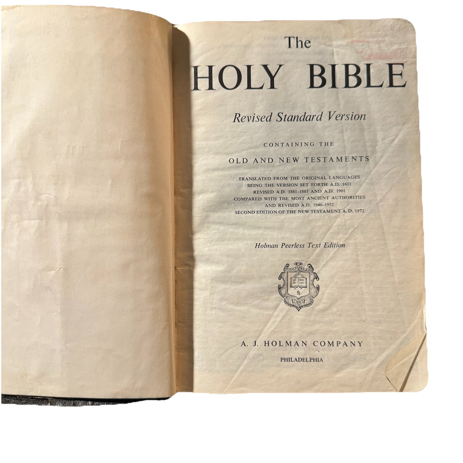 Vintage A. J. Holman RSV Holy Bible 1952 Pronouncing Text Edition Good Cond