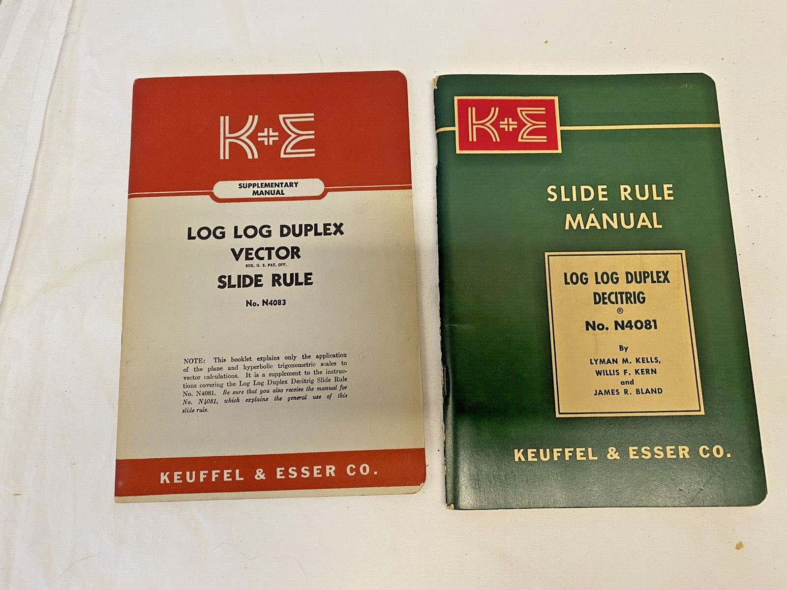 VTG 1939 & 1947 K&E LOG LOG DUPLEX SLIDE RULE MANUAL Book Keuffel & Esser Vector