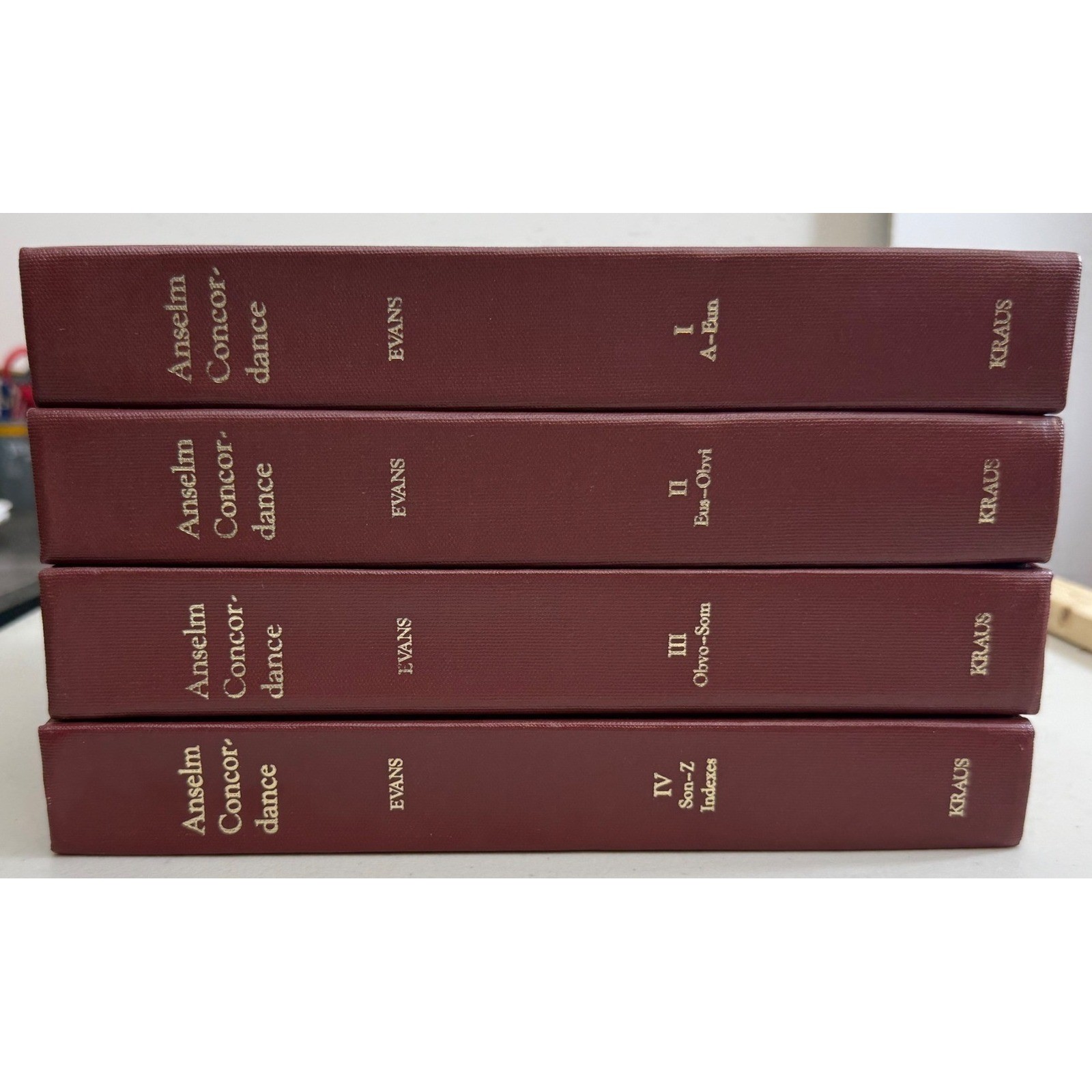 A Concordance to the Works of St. Anselm G.R. Evans 1st Print 1984 4 Vol Set