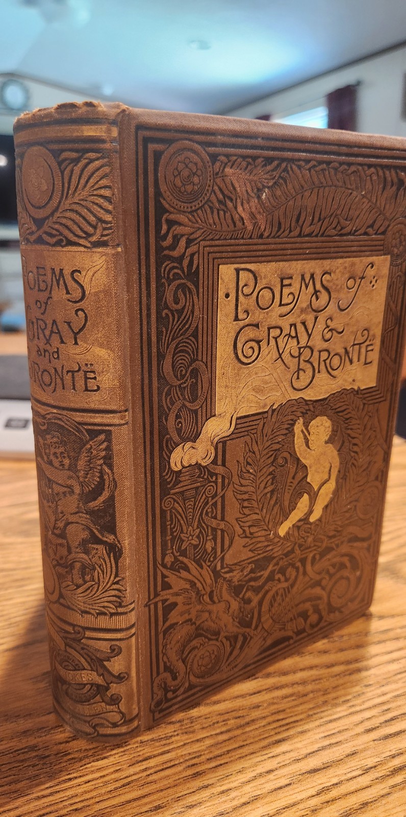1886 Poems of Gray & Bronte Antique Red Line Edition Victorian Gilt Leather