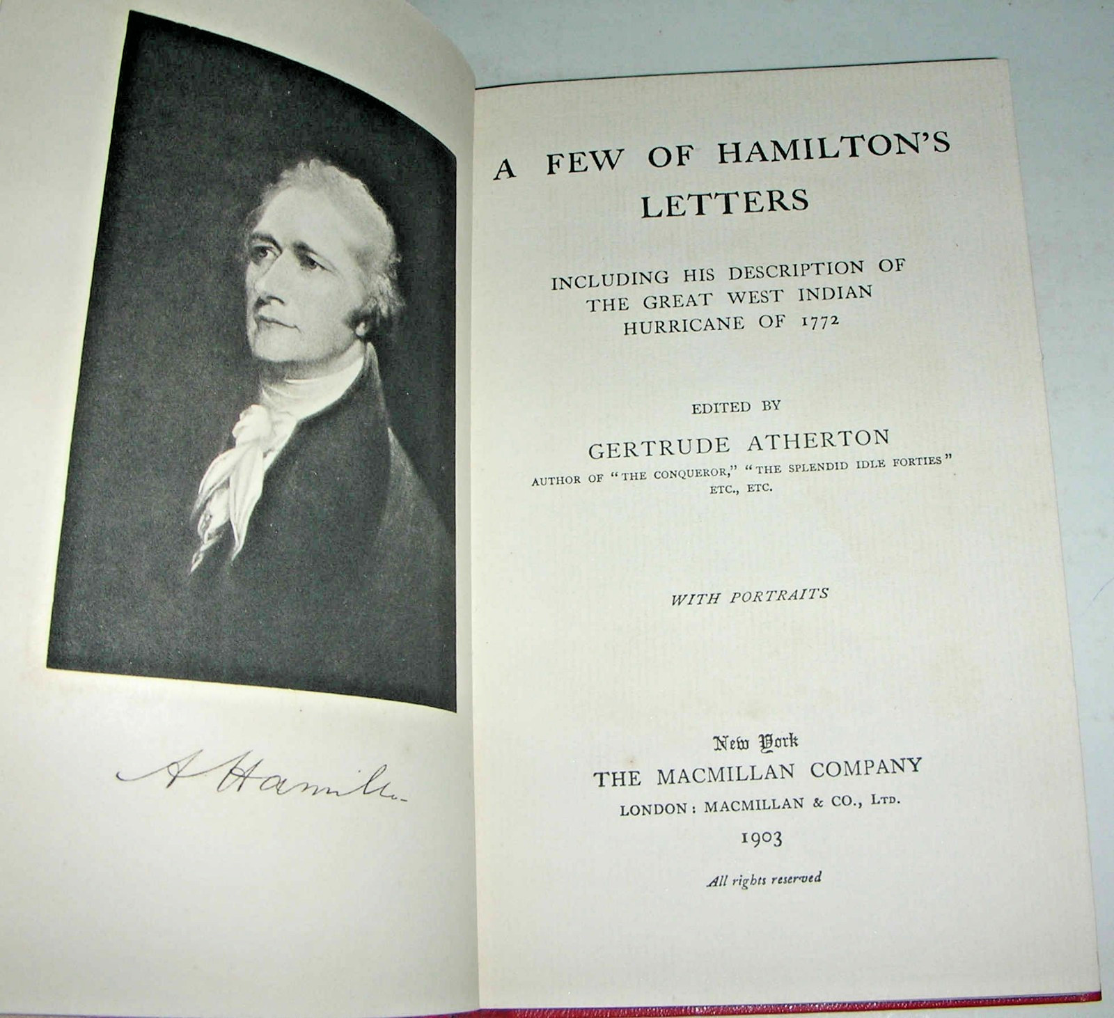 A Few of Hamilton’s Letters – Alexander Hamilton – ed. Gertrude Atherton – 1903