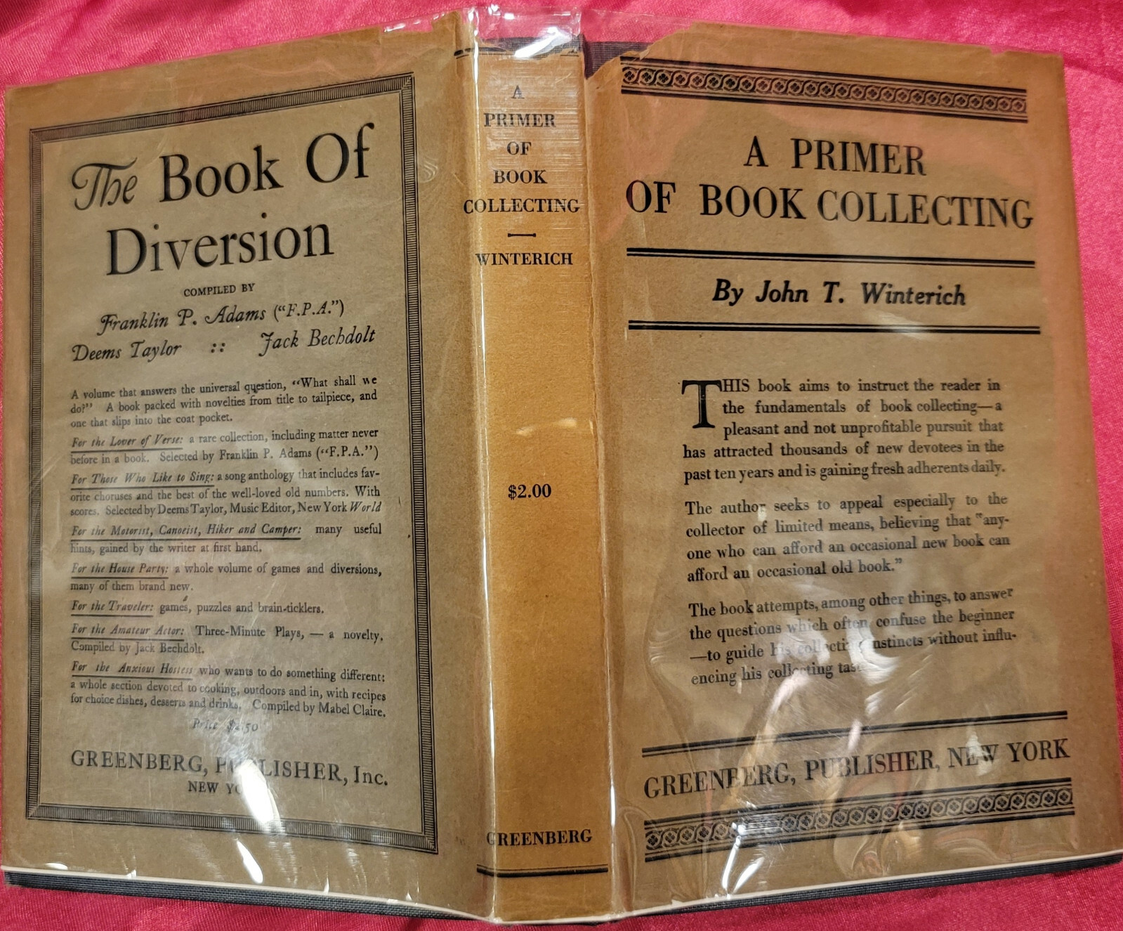 Winterich, John T., A PRIMER OF BOOK COLLECTING, 1927. 1st ed. in Fine cond.