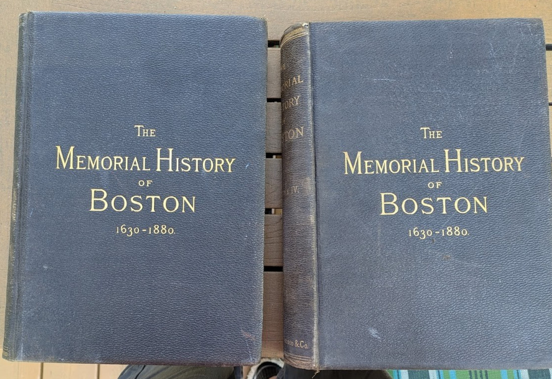 1881 THE MEMORIAL HISTORY OF BOSTON 1630-1880 Vols 3-4, Justin Winsor, editor