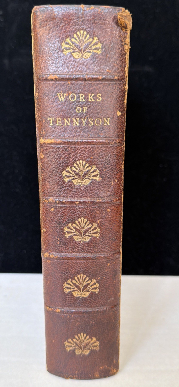 Antique Book The Works of Tennyson Poet Laureate 1901 Printing Half Leather