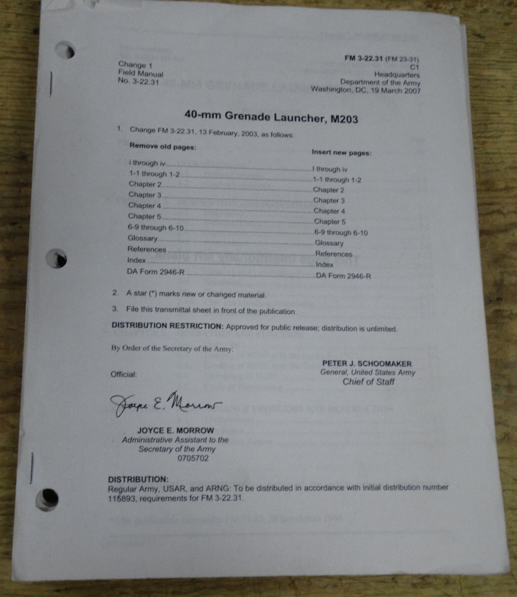 Dept of the Army M203 Launcher FM 3-22.31