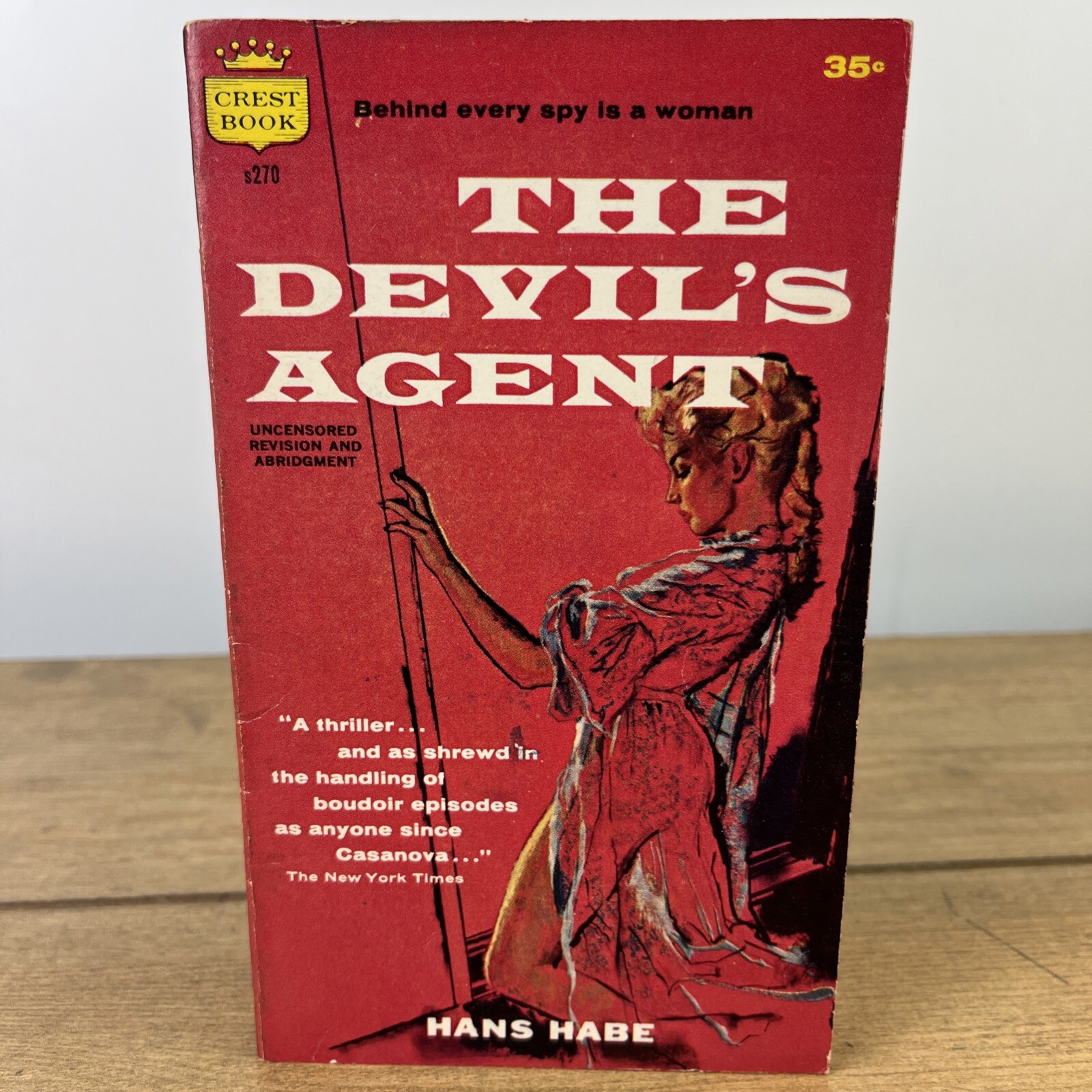 Vintage 1959 THE DEVIL’S AGENT by Hans Habe 1st Crest Book Print Paperback