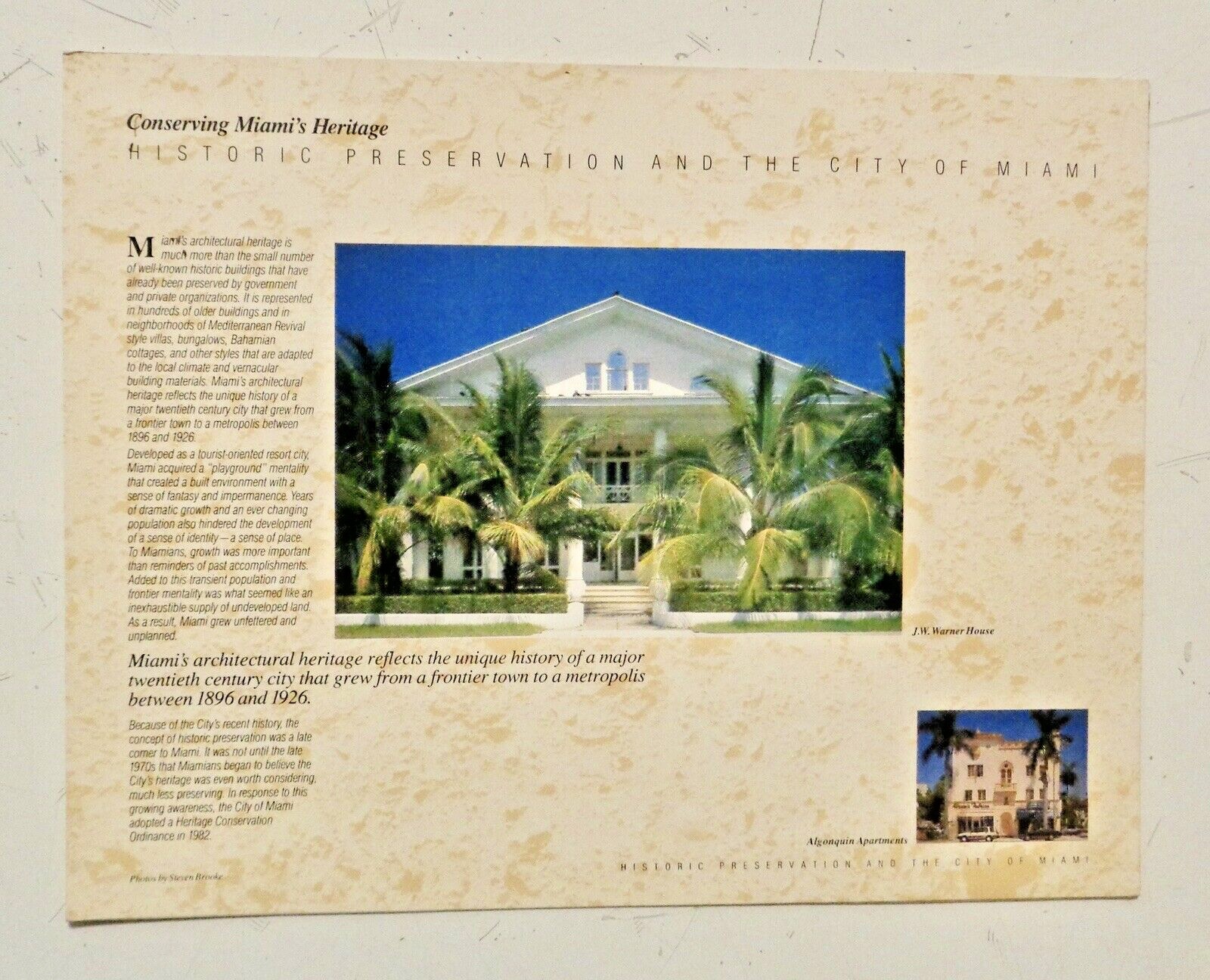 MIAMI Florida 1987 – Heritage Conservation Ordinance – Preservation Architecture