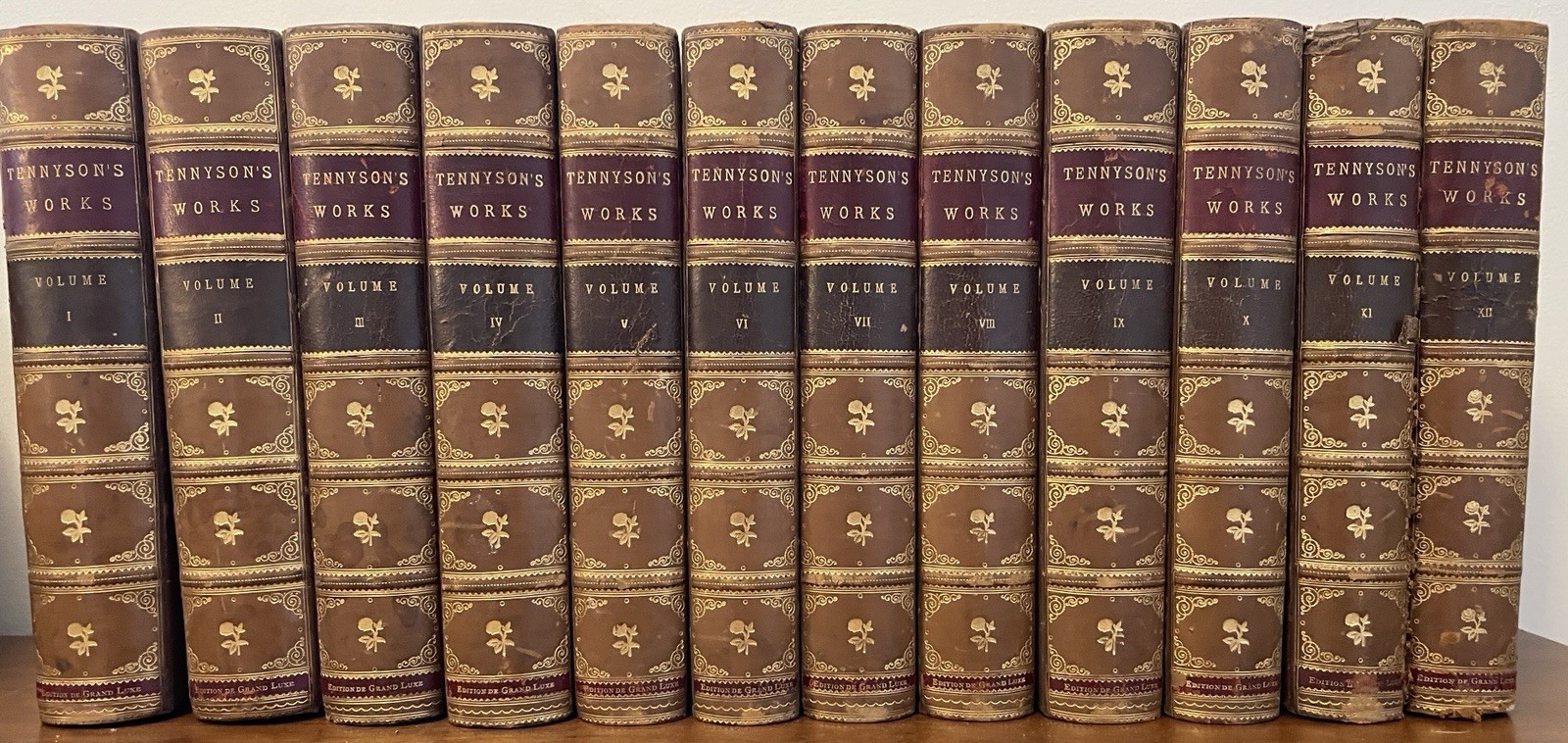 1895 Tennyson Works Complete 12 Vol Set Edition de Grand Luxe Limited Antique
