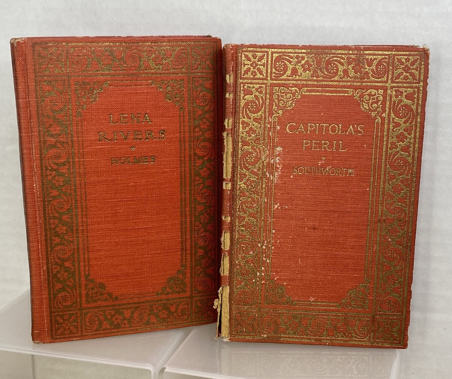 Antique Red Cloth Book Lot (1926) – Lena Rivers & Capitola’s Peril – J.H. Sears