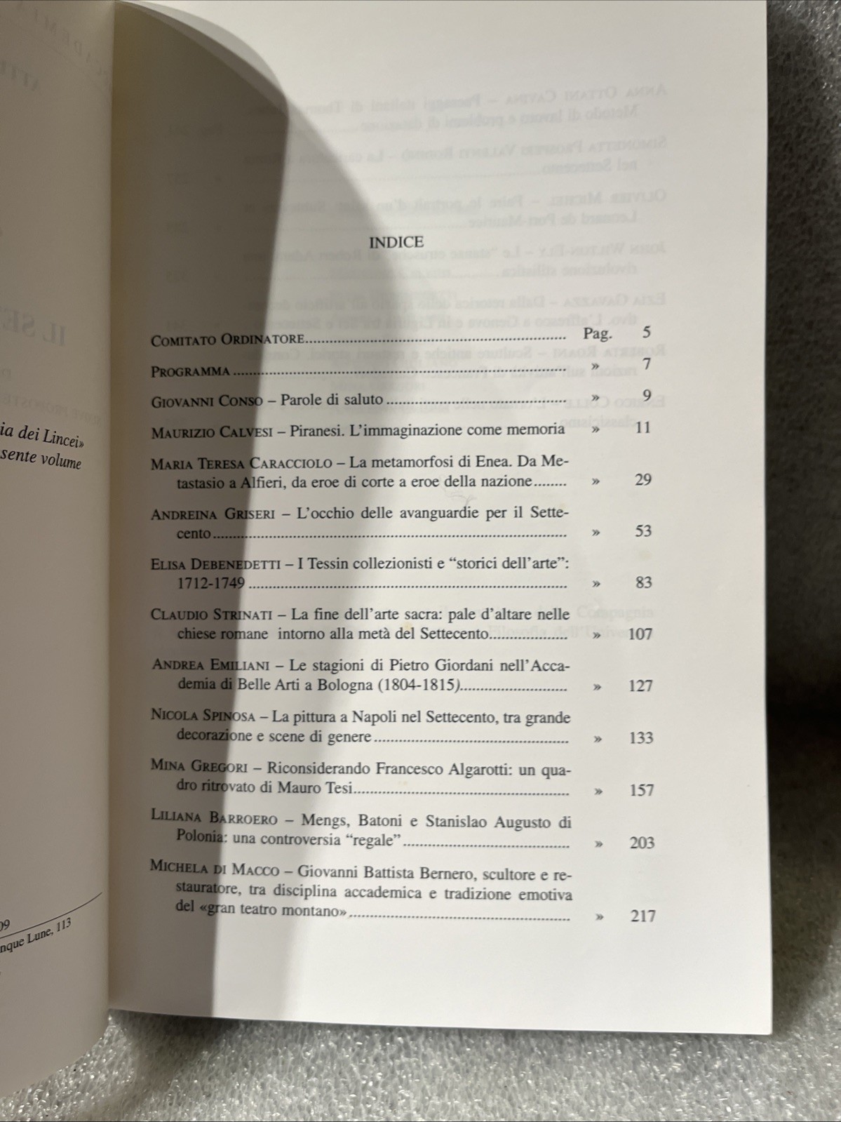 Il Settecento e le arti published by Accademia Nazionale dei Lincei in 2009. VG