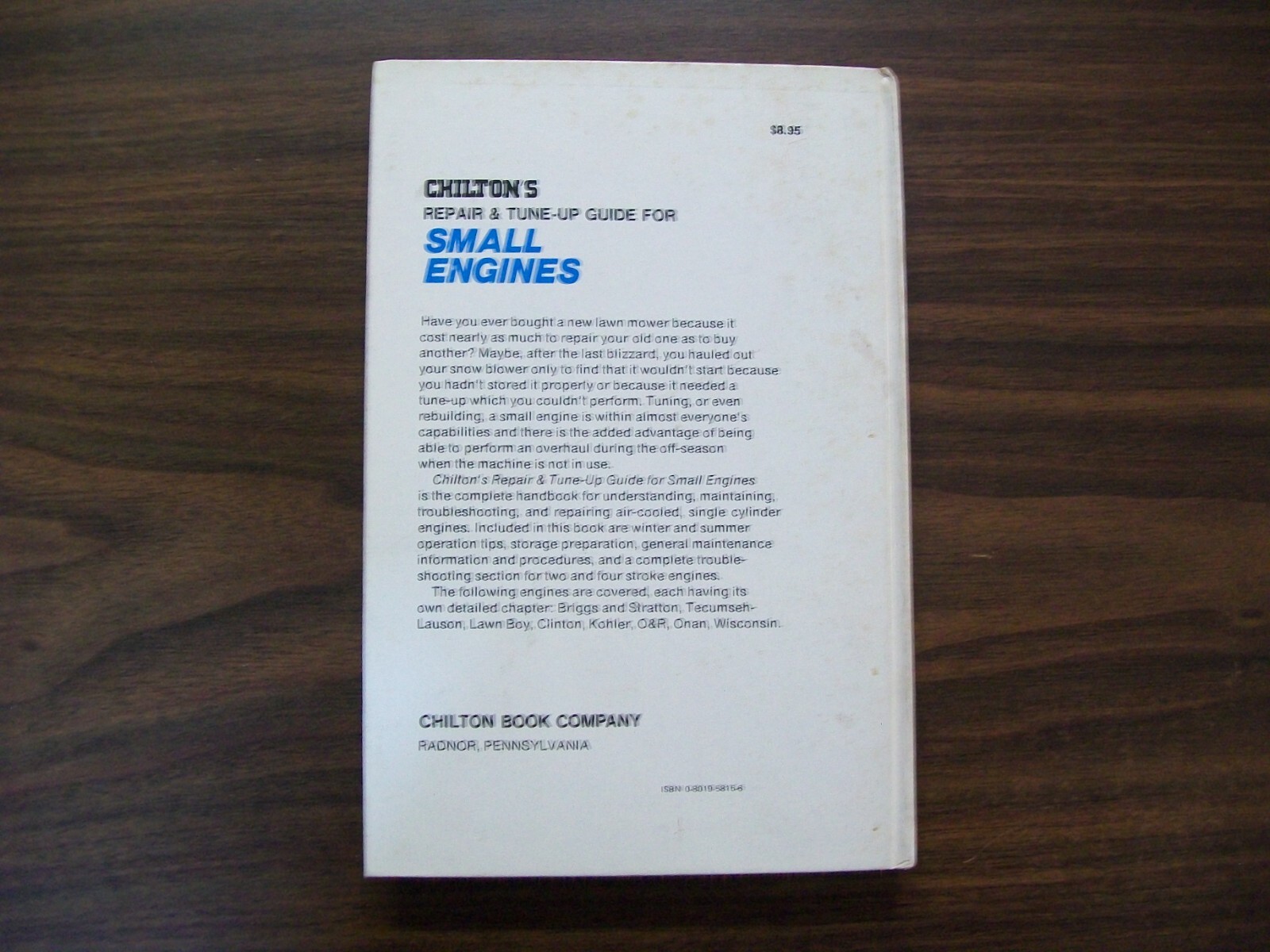 Chiltons Small Engine Repair and Tune Up Guide (1974) First Edition