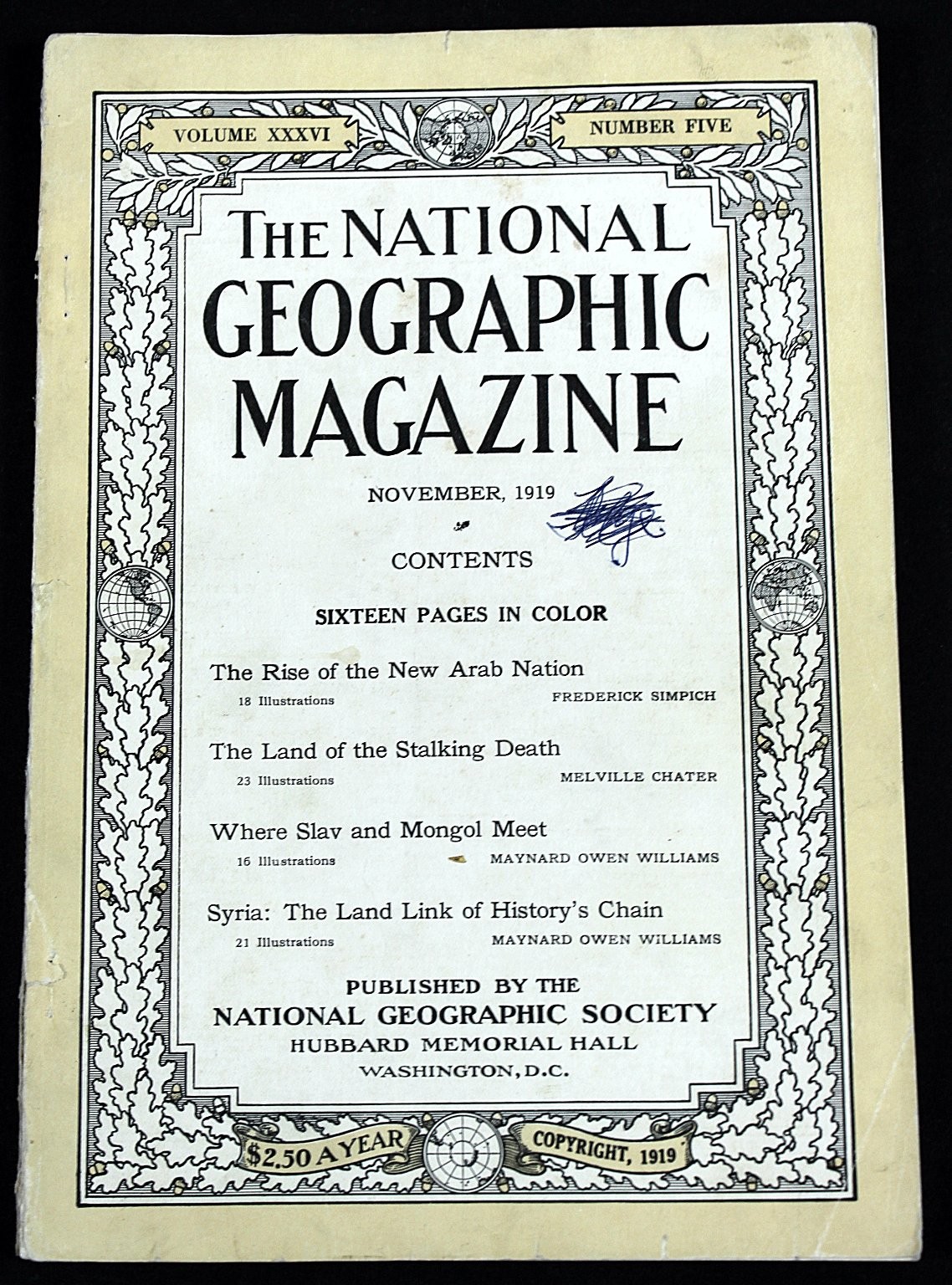 The National Geographic Magazine November 1919 Illustrated 1st Edition