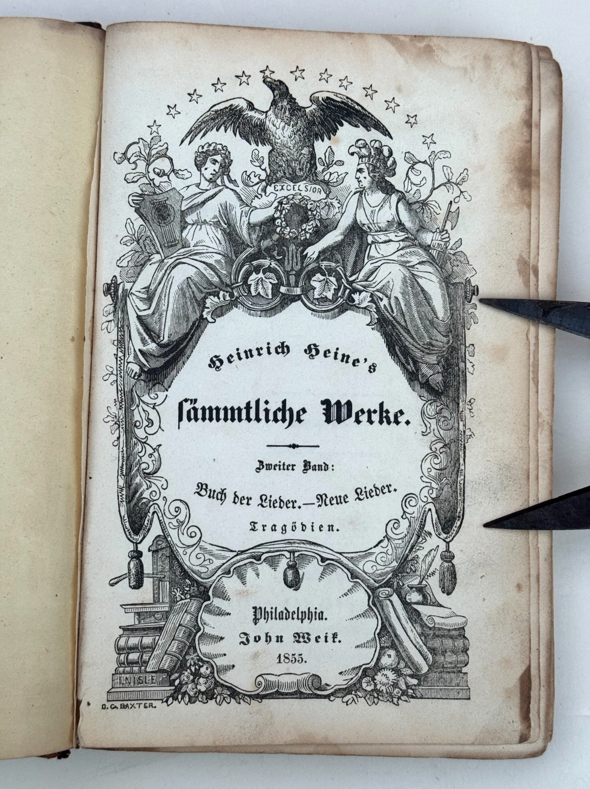 HEINRICH HEINE SAMMTLICHE WERKE ANTIQUE 1855 GERMAN BOOK M FRIEDMAN SIGNED WEIK