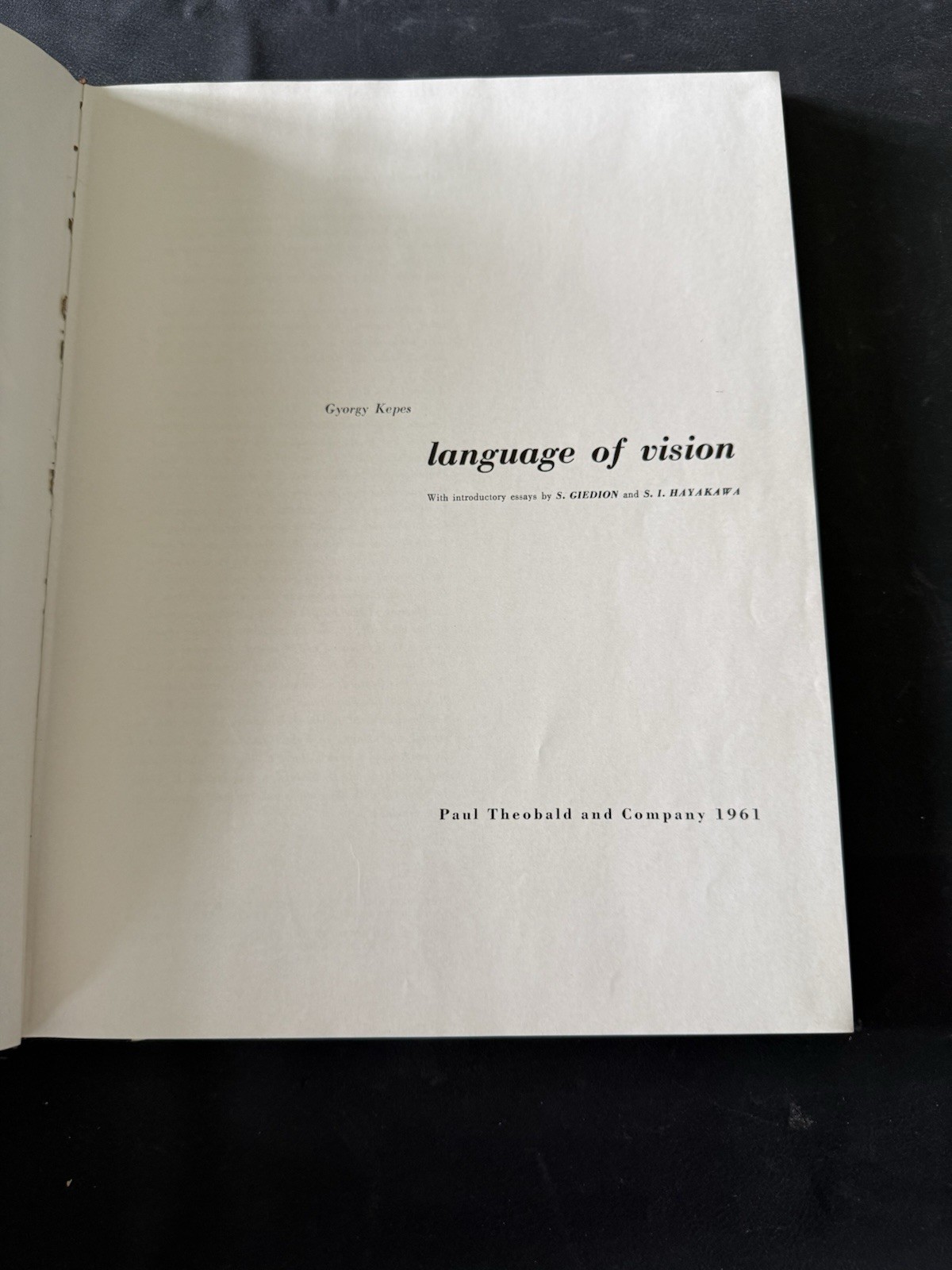 Language of Vision Gyorgy Kepes 1961 HC Paul Theobald Bauhaus Graphic Design