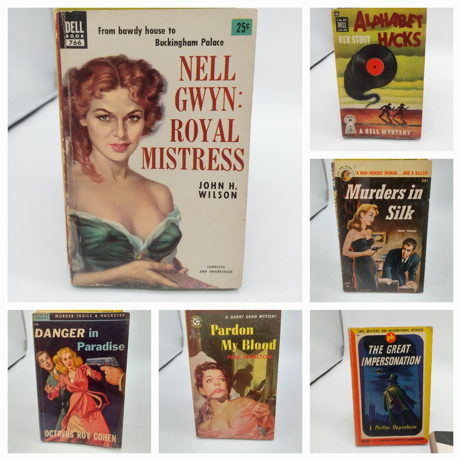 Vintage Crime Mystery Noir Pulp Fiction Paperback Lot Of 6 Various Authors