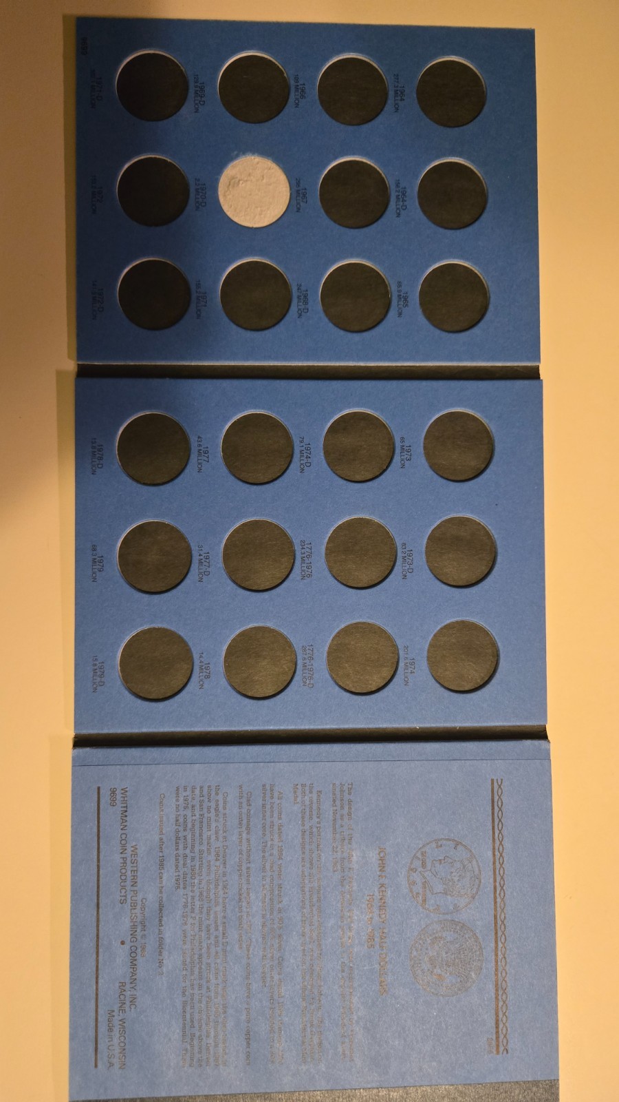Whitman Coin Folder #9699: Half Dollars : Kennedy 1964-1985
