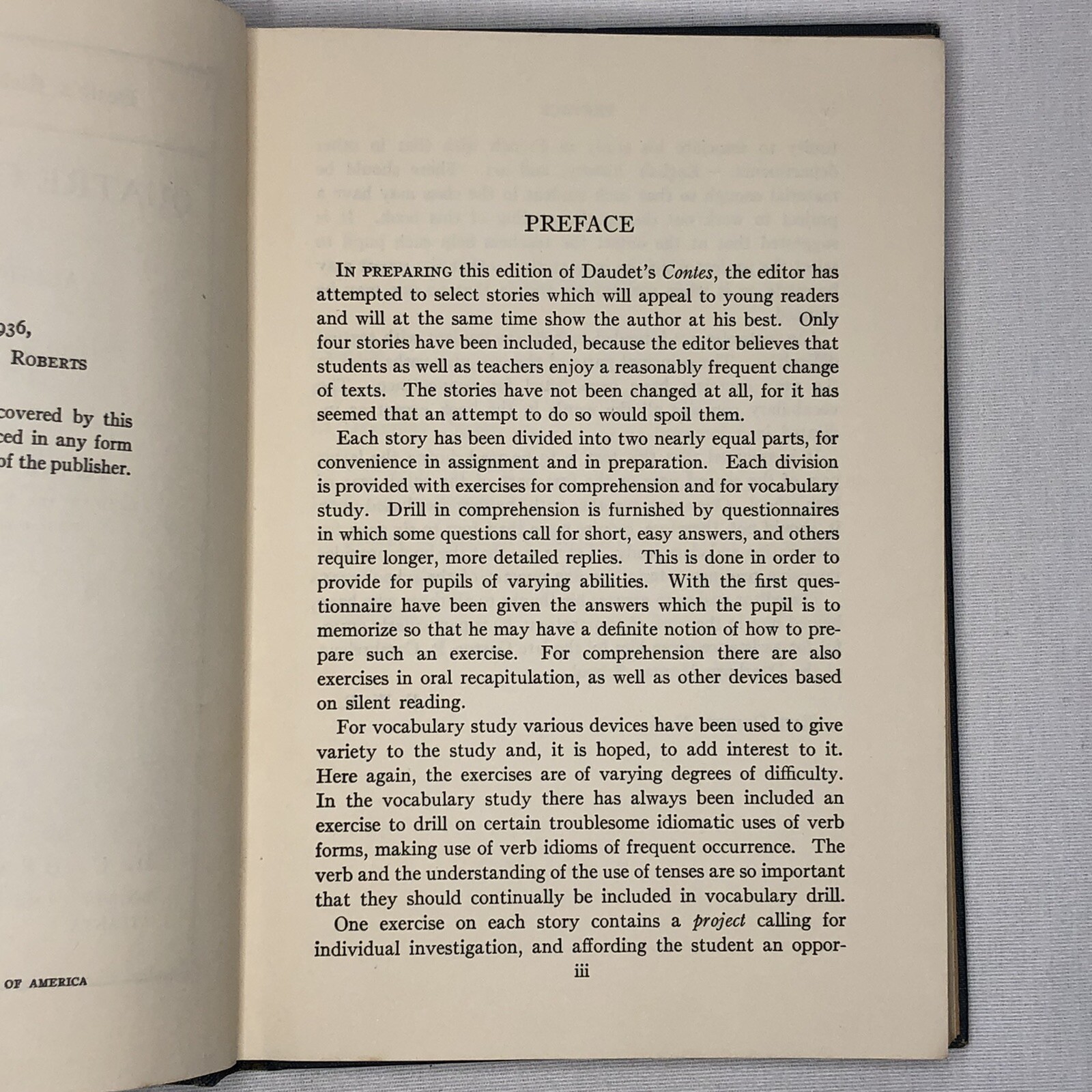 Daudet Quatre Contes Choisis – Roberts 1936 D.C. Heath and Company Vintage Book