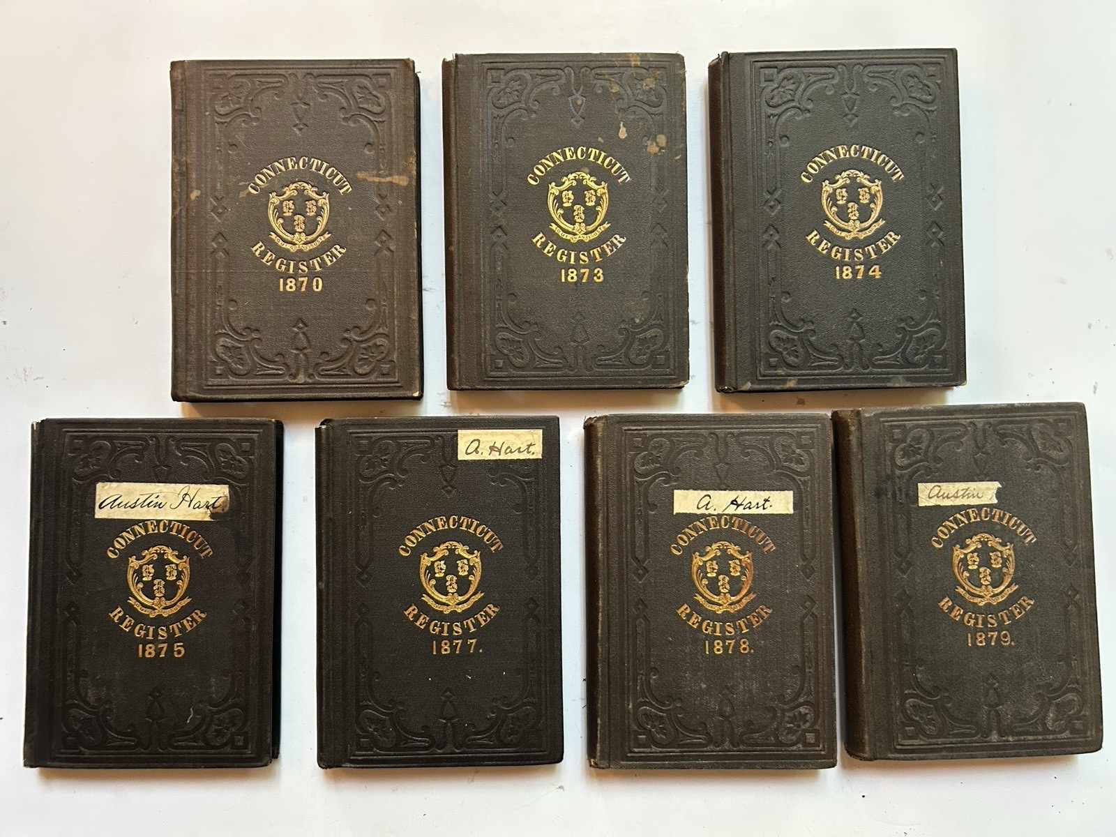 Lot of 7 Connecticut Annual Registers – 1870’s ~ Published by Brown & Gross