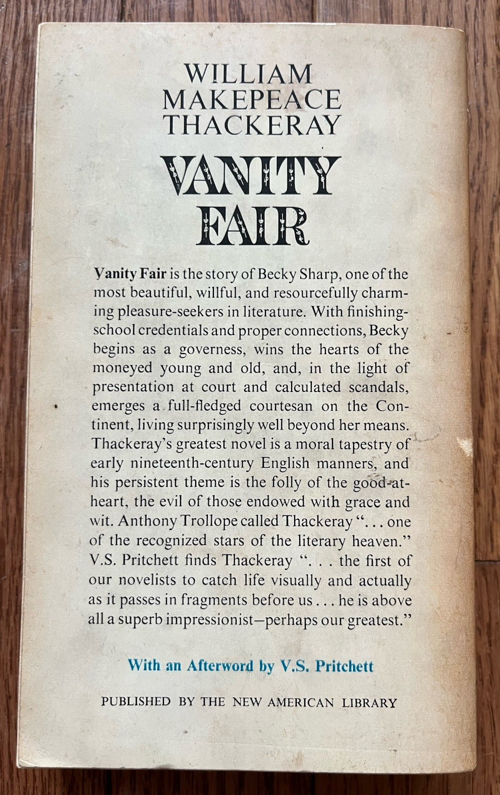 William Makepeace Thackeray VANITY FAIR Signet Classics 1962 First Printing
