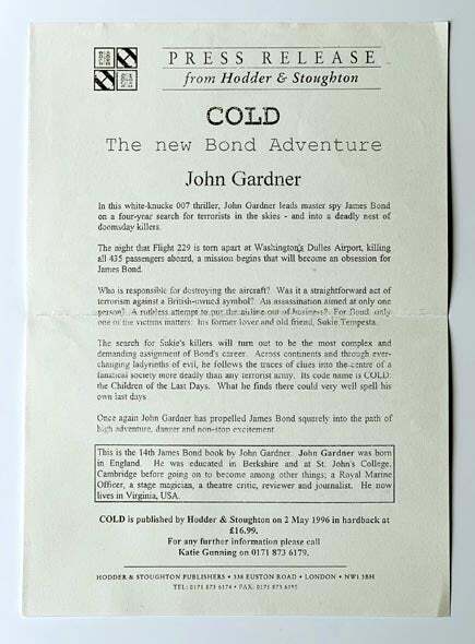 Ian FLEMING, John GARDNER / Cold James Bond series 1st Edition