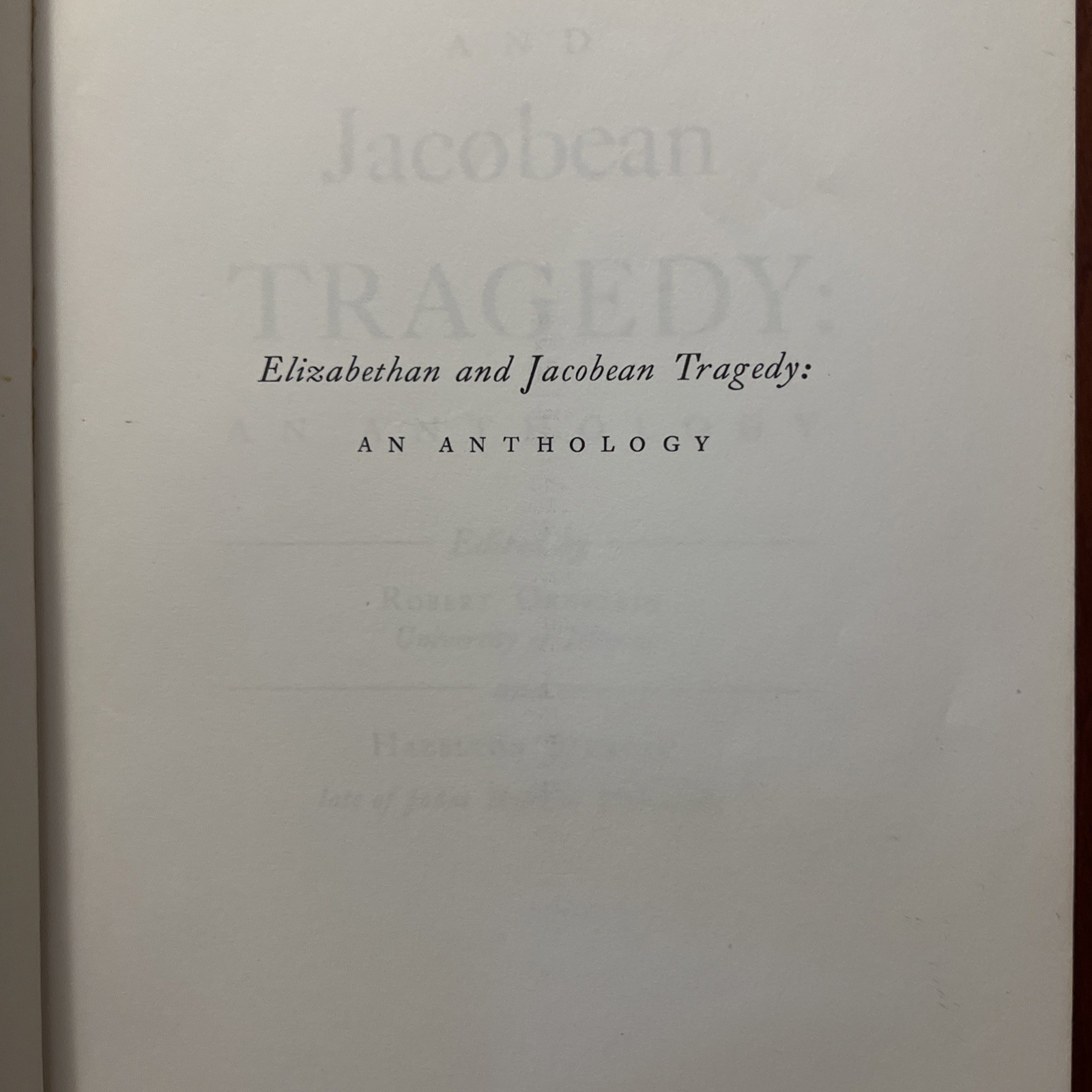 Elizabethan & Jacobean, comedy /Tragedy, Ornstein-Spencer 1964