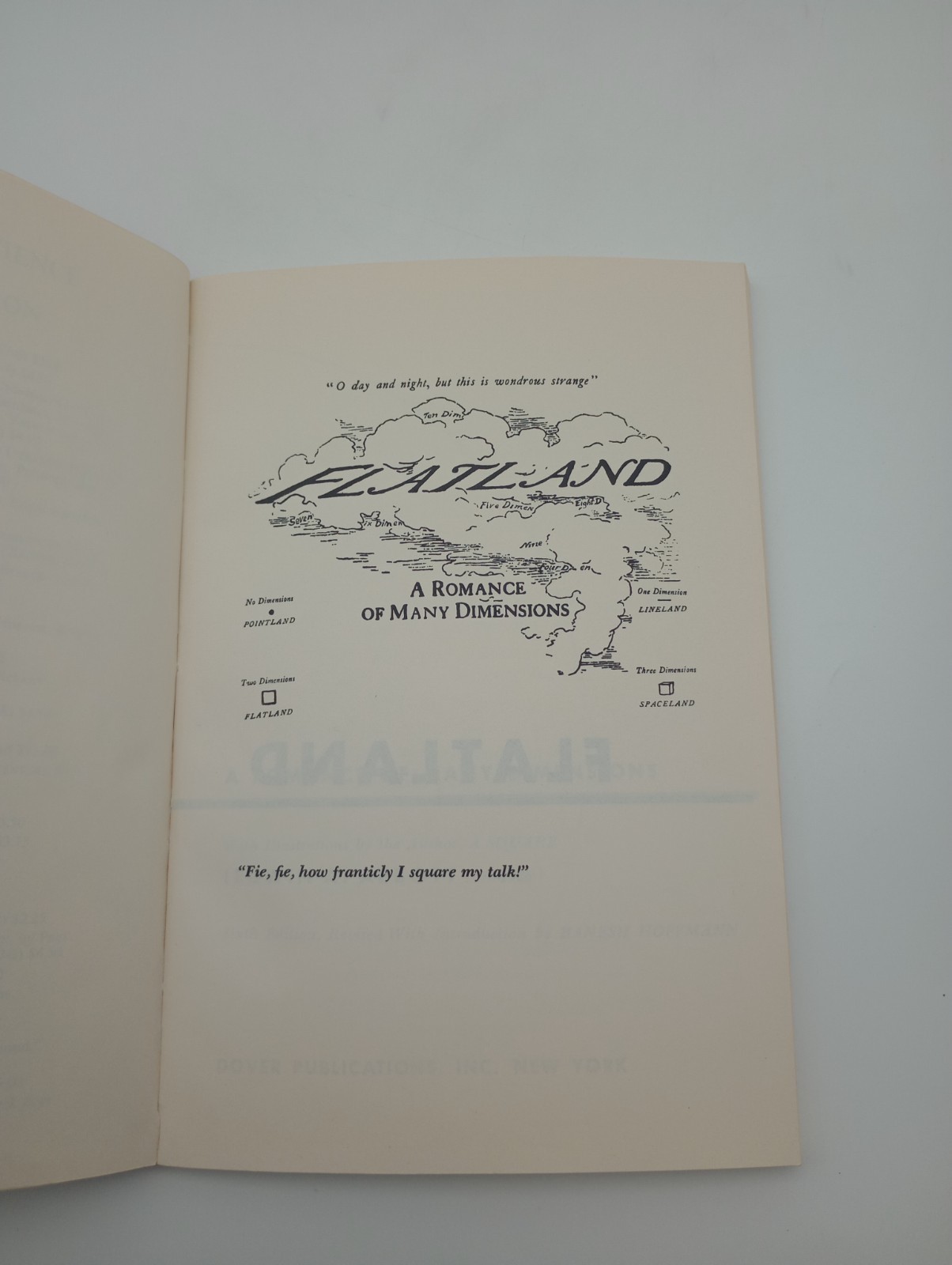 Flatland by Edwin A. Abbott, 1952 Dover Paperback, 6th Edition, Revised Hoffmann