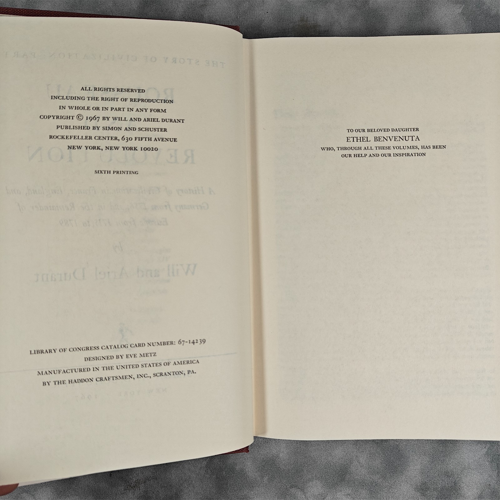 Rousseau and Revolution Will Ariel Durant 1967 HC Story of Civilization X DJ
