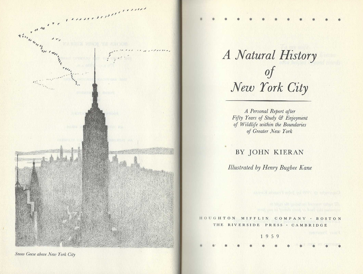 John Kieran 1959 Natural History of New York City old 1st Printing NY Nature VG