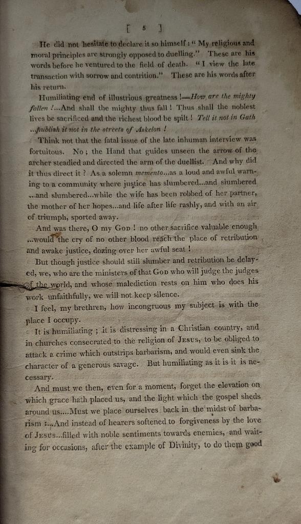1806 AARON BURR, ALEXANDER HAMILTON DUEL DISCOURSE on DEATH of HAMILTON by NOTT