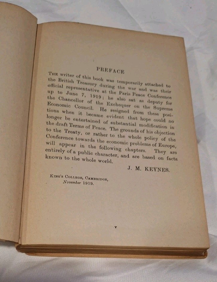 Antique Book, The Economic Consequences Of The Peace, 1920, John Maynard Keynes